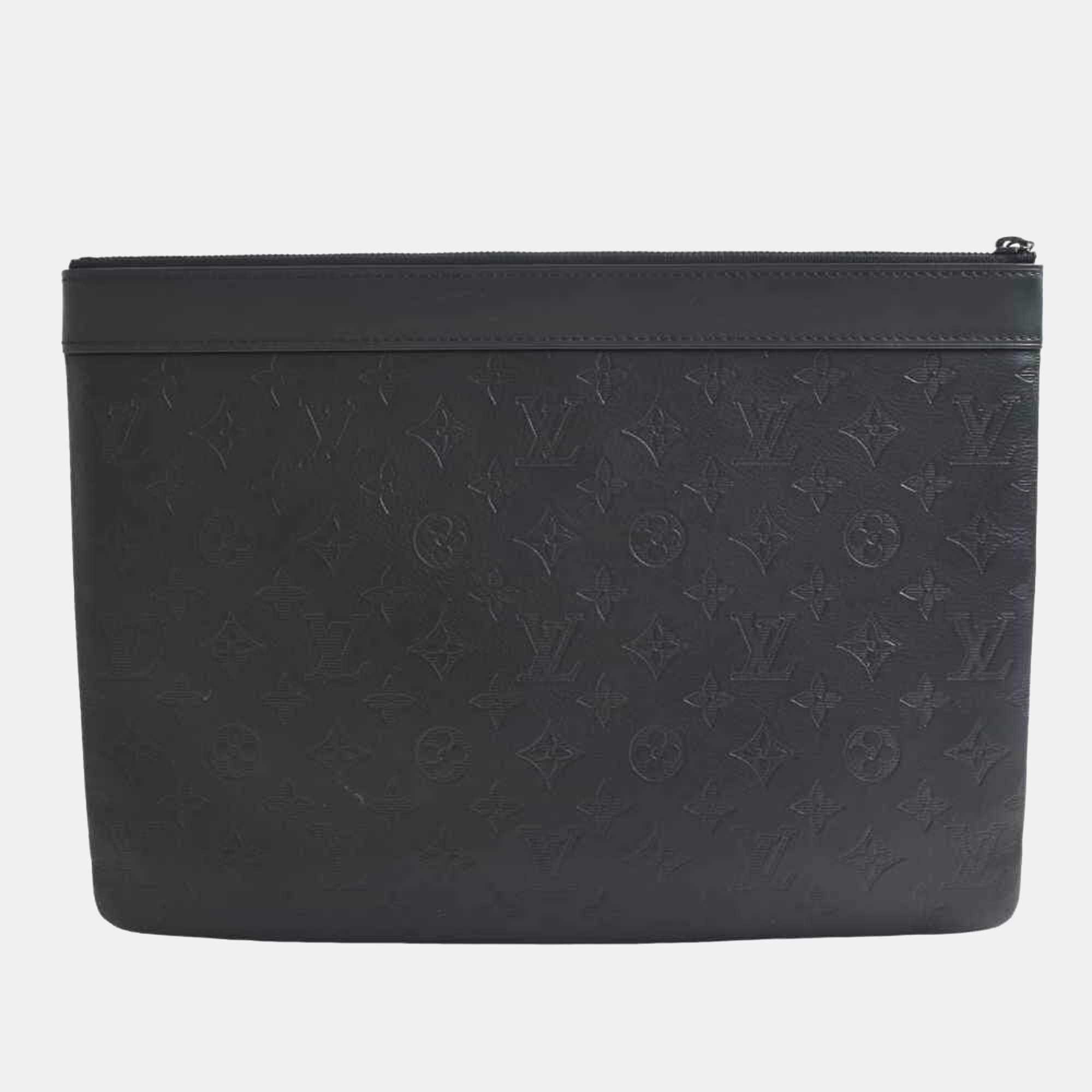 

Louis Vuitton Black Leather Monogram Shadow Discovery Pochette Clutch