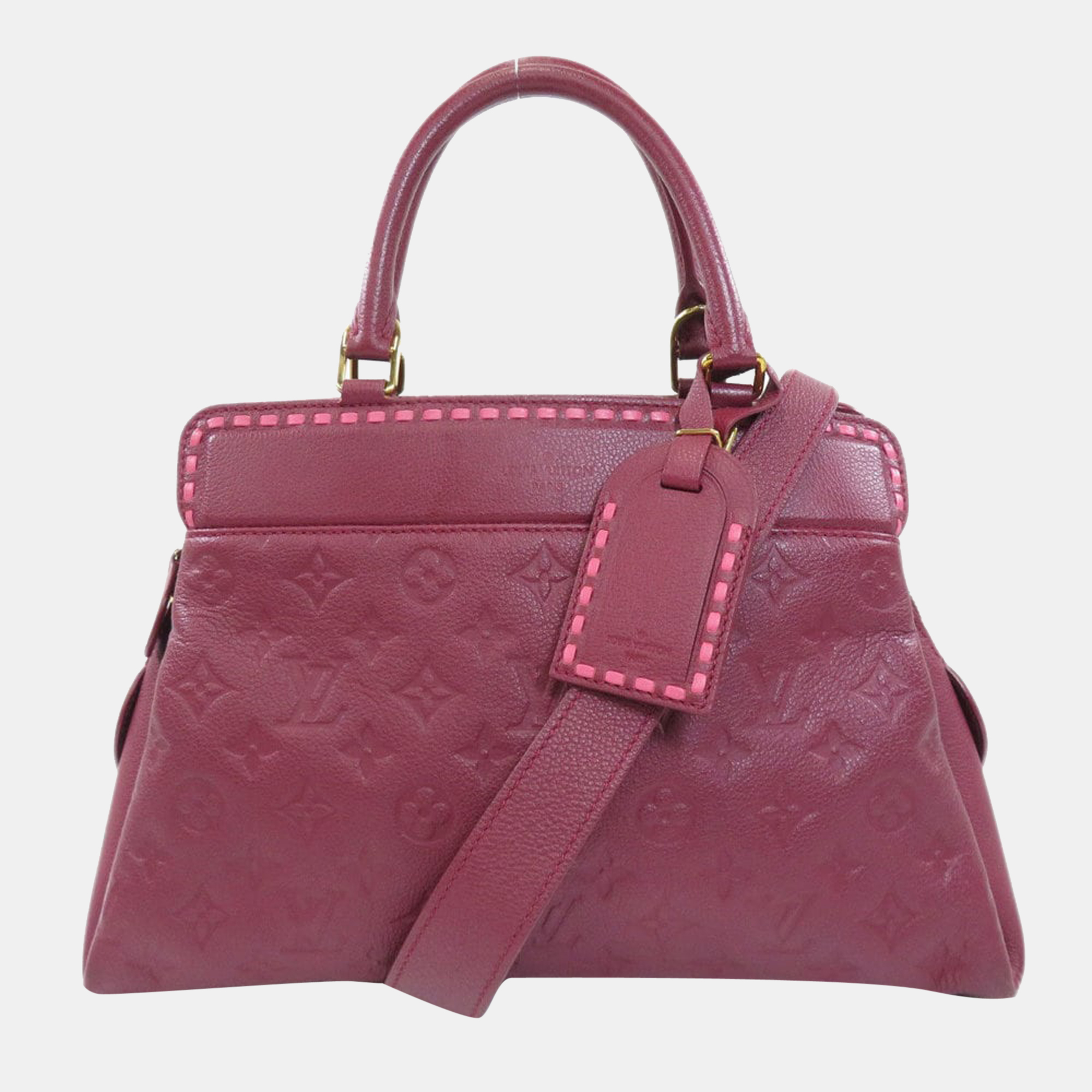 Pre-owned Louis Vuitton Pink Monogram Empreinte Vosges Mm Top Handle Bag