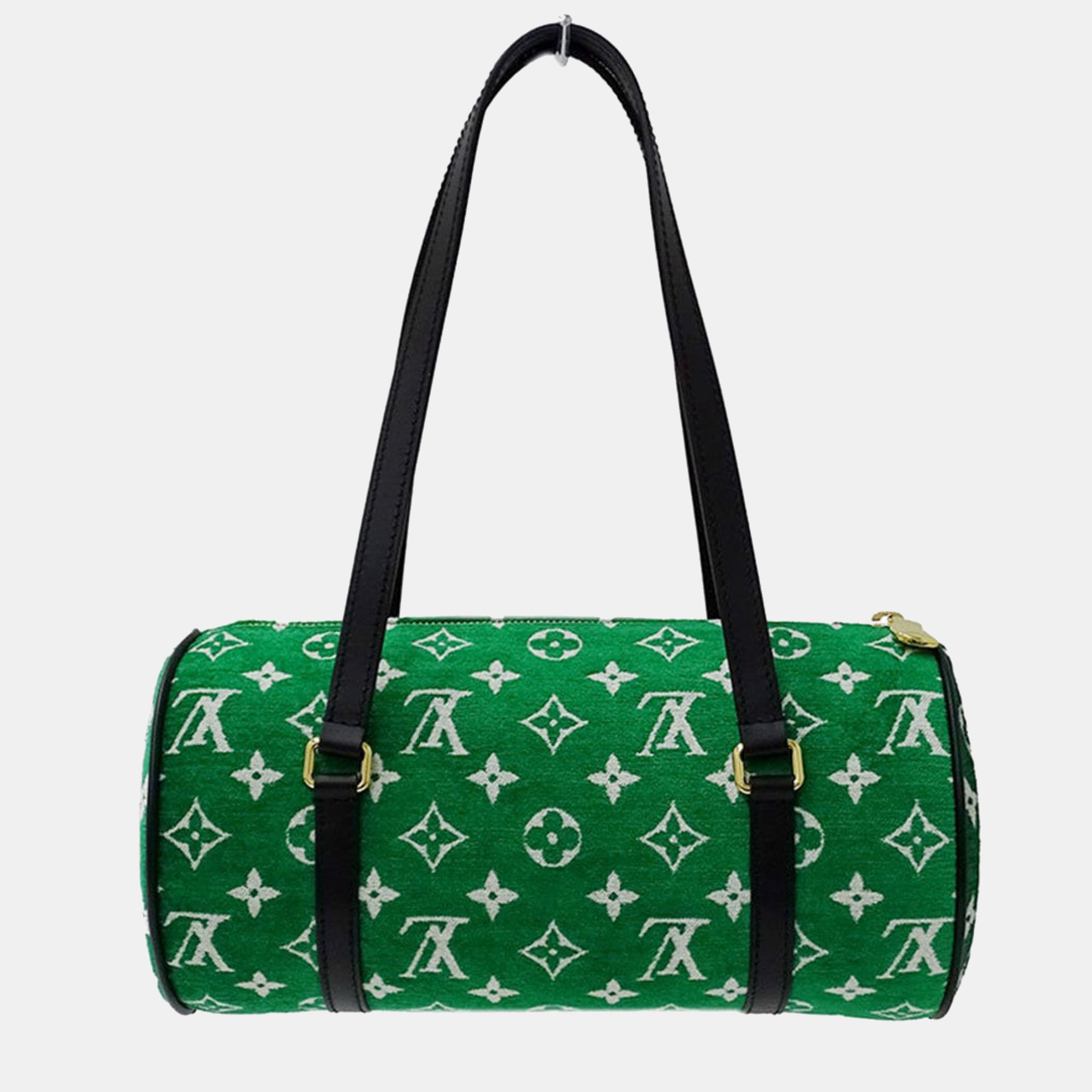 Unisex Pre-Owned Authenticated Louis Vuitton Monogram Velvet Papillon  Jacquard Fabric Green Shoulder Bag 