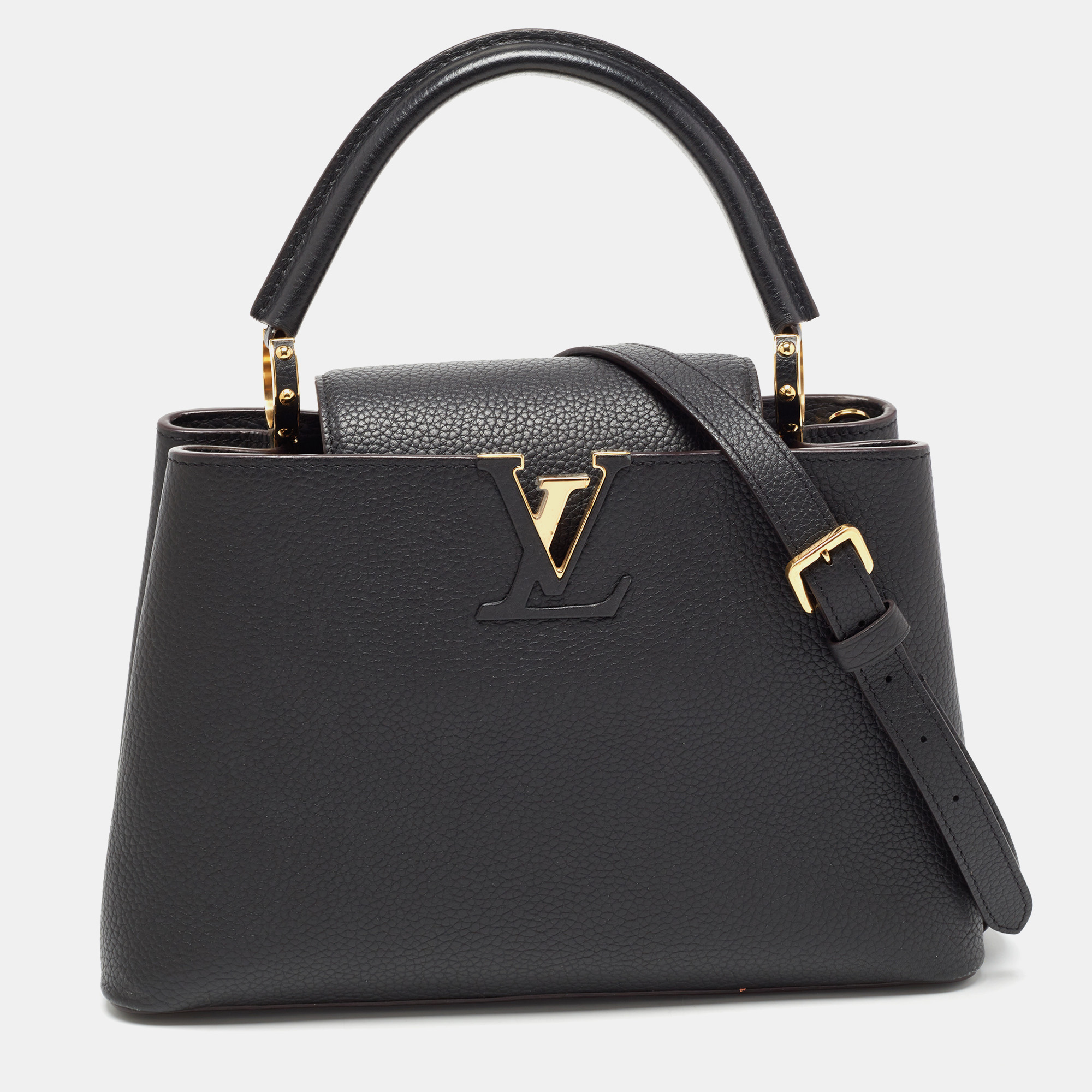 Preloved Louis Vuitton Black Taurillon Capucines PM Bag SP1177 082323