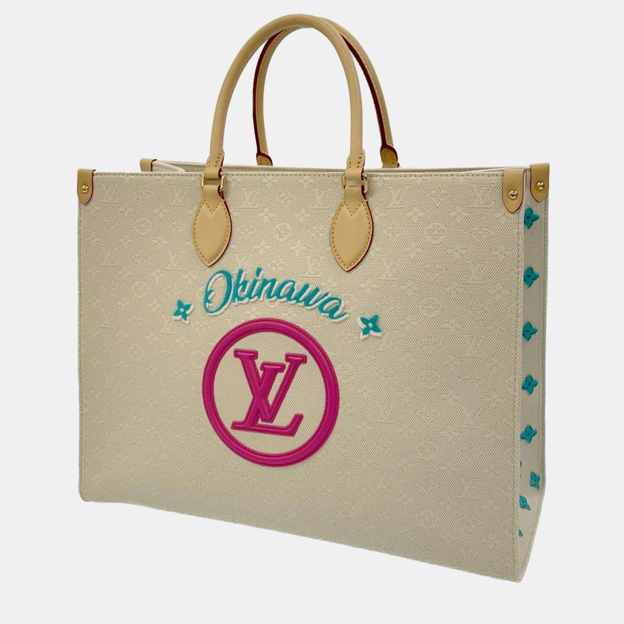 Pre-owned Louis Vuitton Beige Monogram Jacquard Tufted Okinawa Onthego Gm Tote Bag