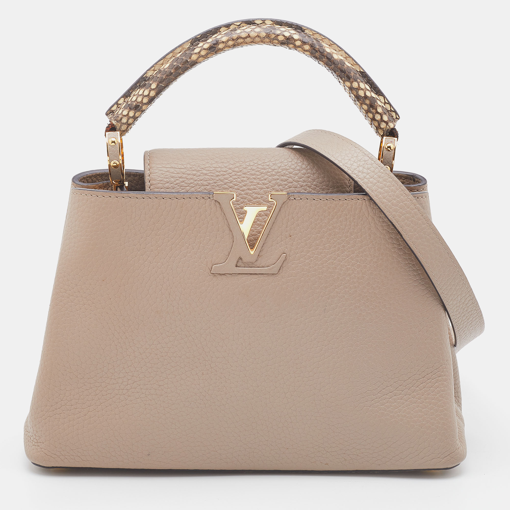 Pre-owned Louis Vuitton Galet Taurillon Leather Capucines Bb Bag