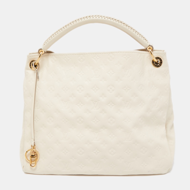 Pre-owned Louis Vuitton Neige Monogram Empreinte Leather Artsy Mm Bag In  White