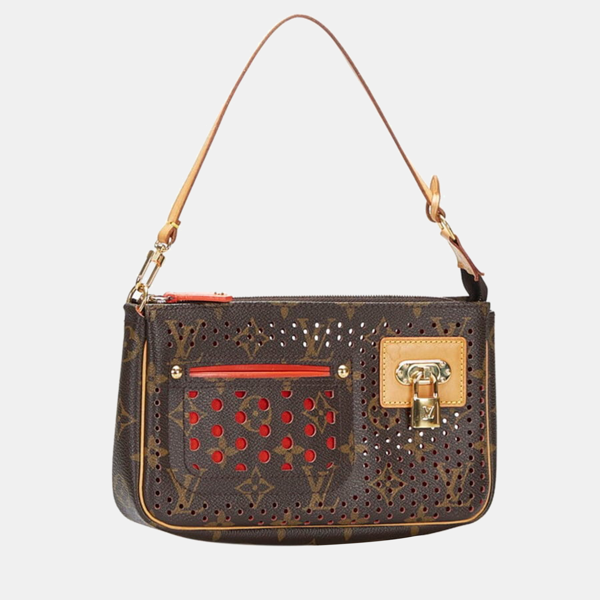 

Louis Vuitton Brown/Orange Monogram Perforated Canvas Pochette Accessoires Shoulder Bag