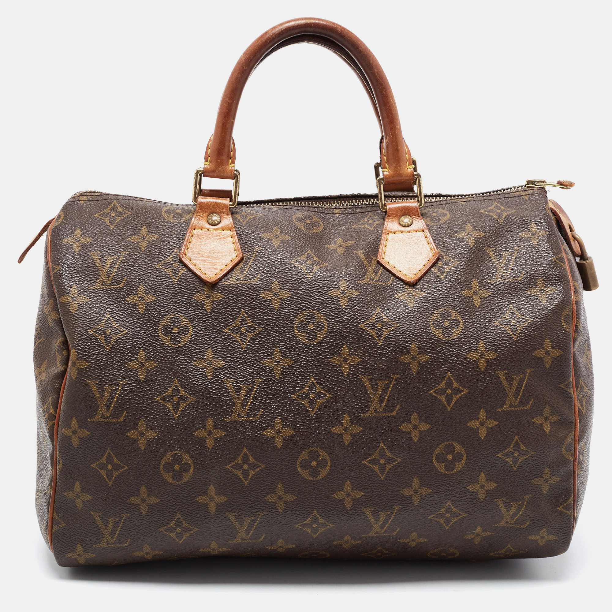 Pre-owned Louis Vuitton Brown Monogram Canvas Speedy 30 Top Handle Bag