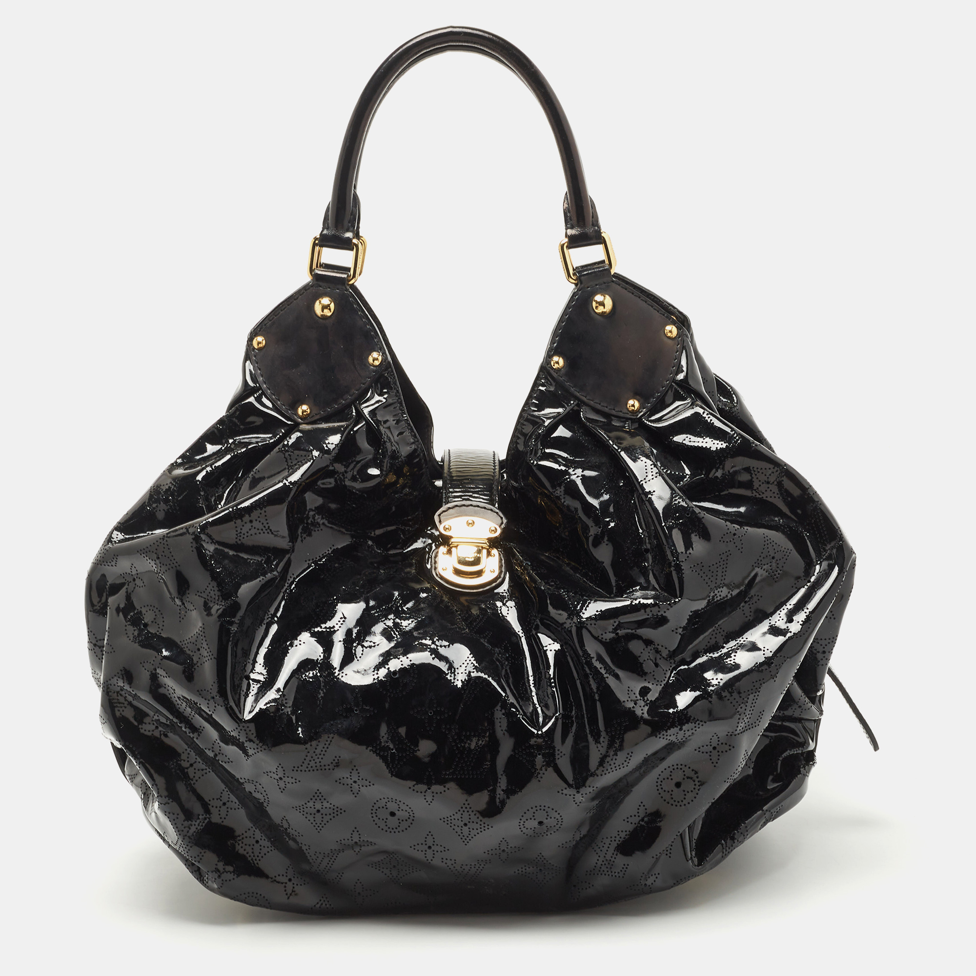 Pre-owned Louis Vuitton Black Mahina Patent Leather Limited Edition Surya Xl Bag