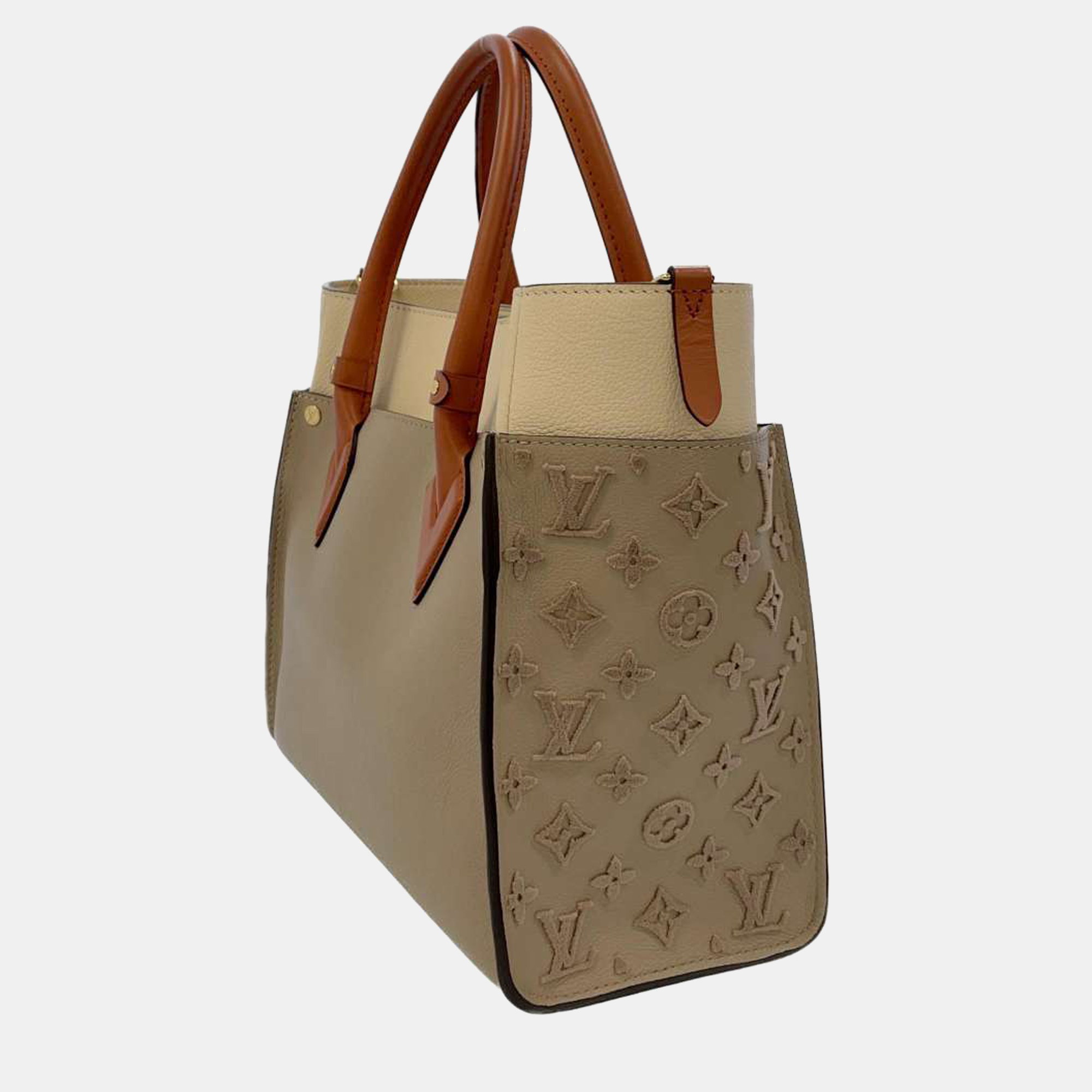 

Louis Vuitton Monogram and Leather On My Side Size MM Bag, Brown