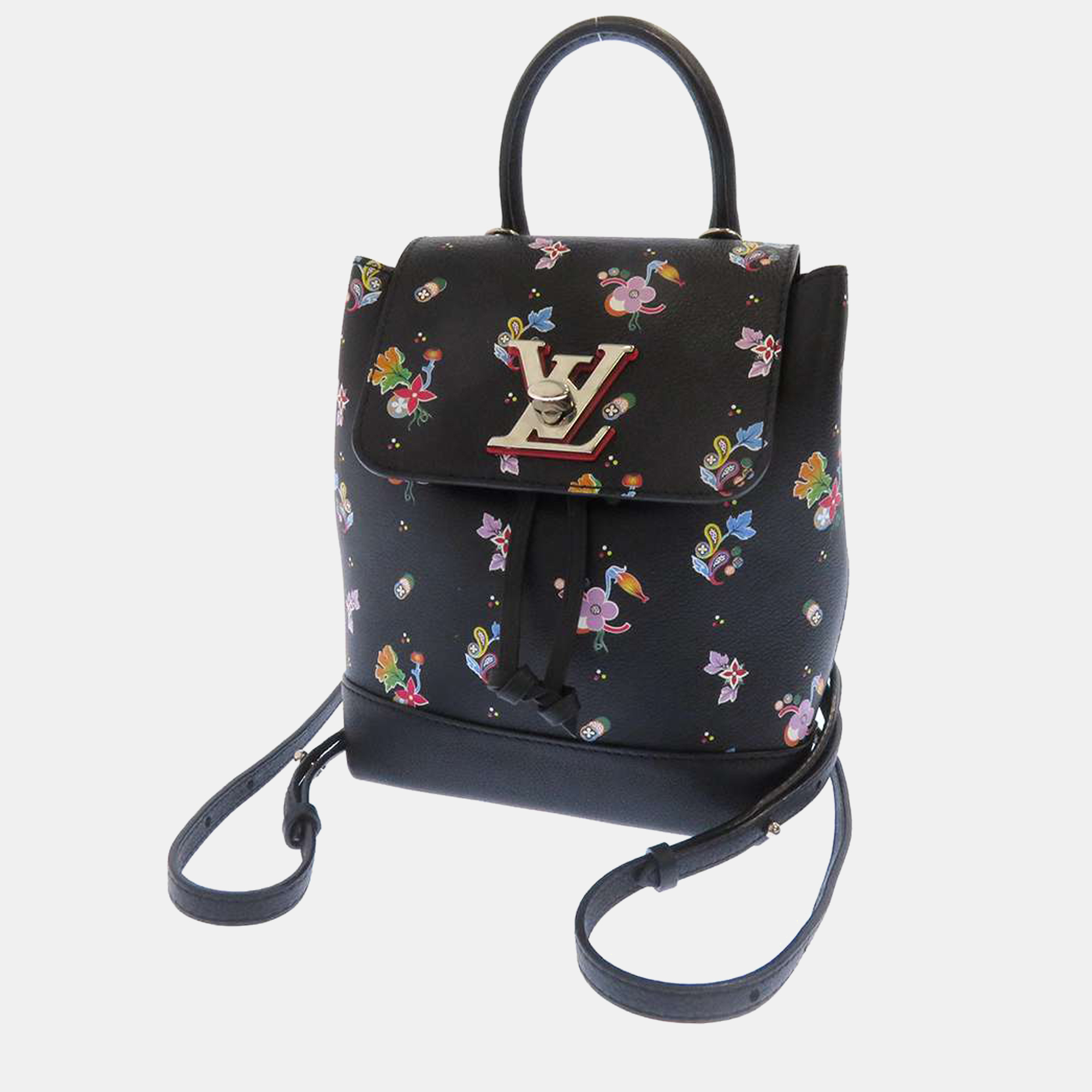 

Louis Vuitton Black Mechanical Flower Mini Lockme Backpack