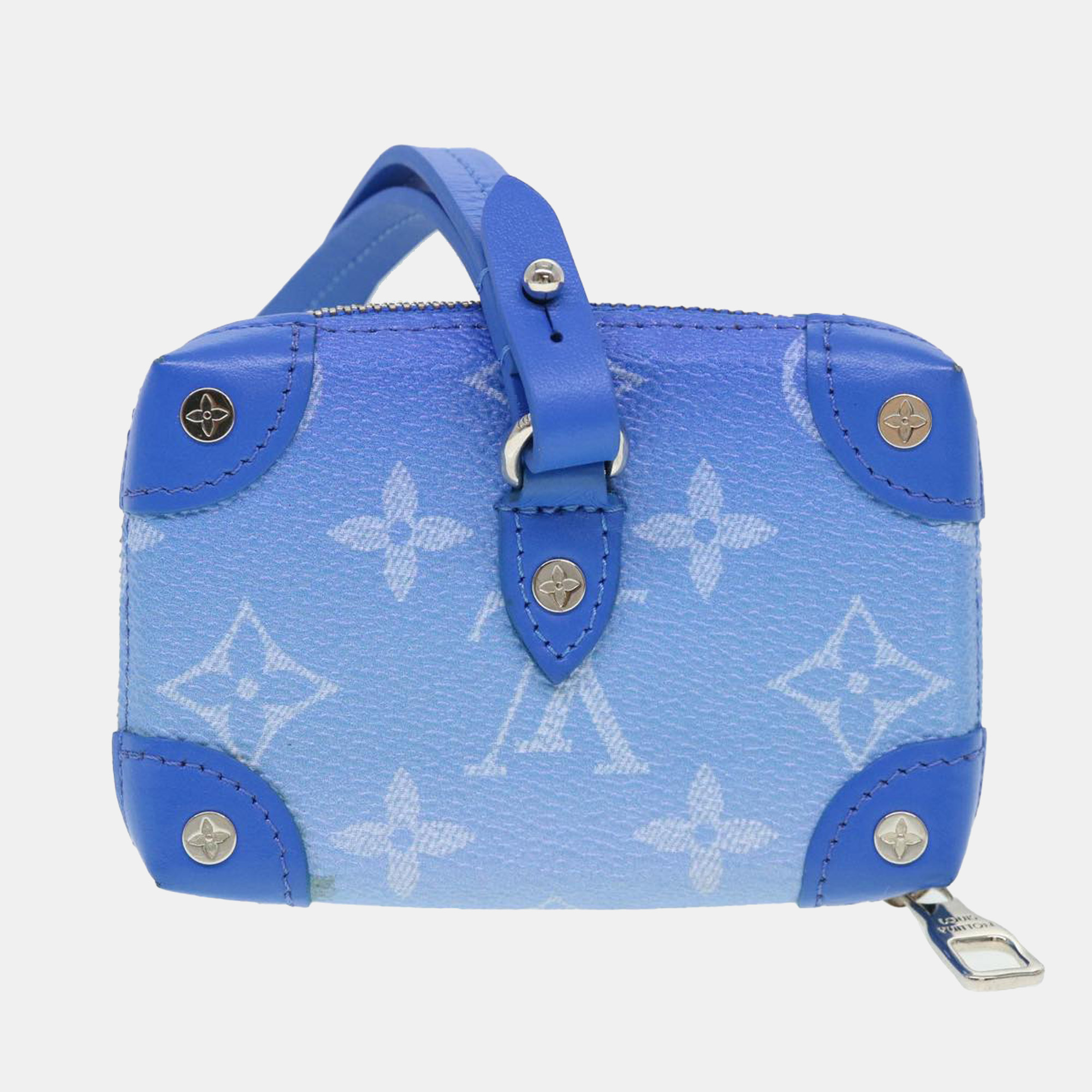 

Louis Vuitton Blue Leather Soft Trunk Necklace Limited Edition Monogram Clouds Wallet