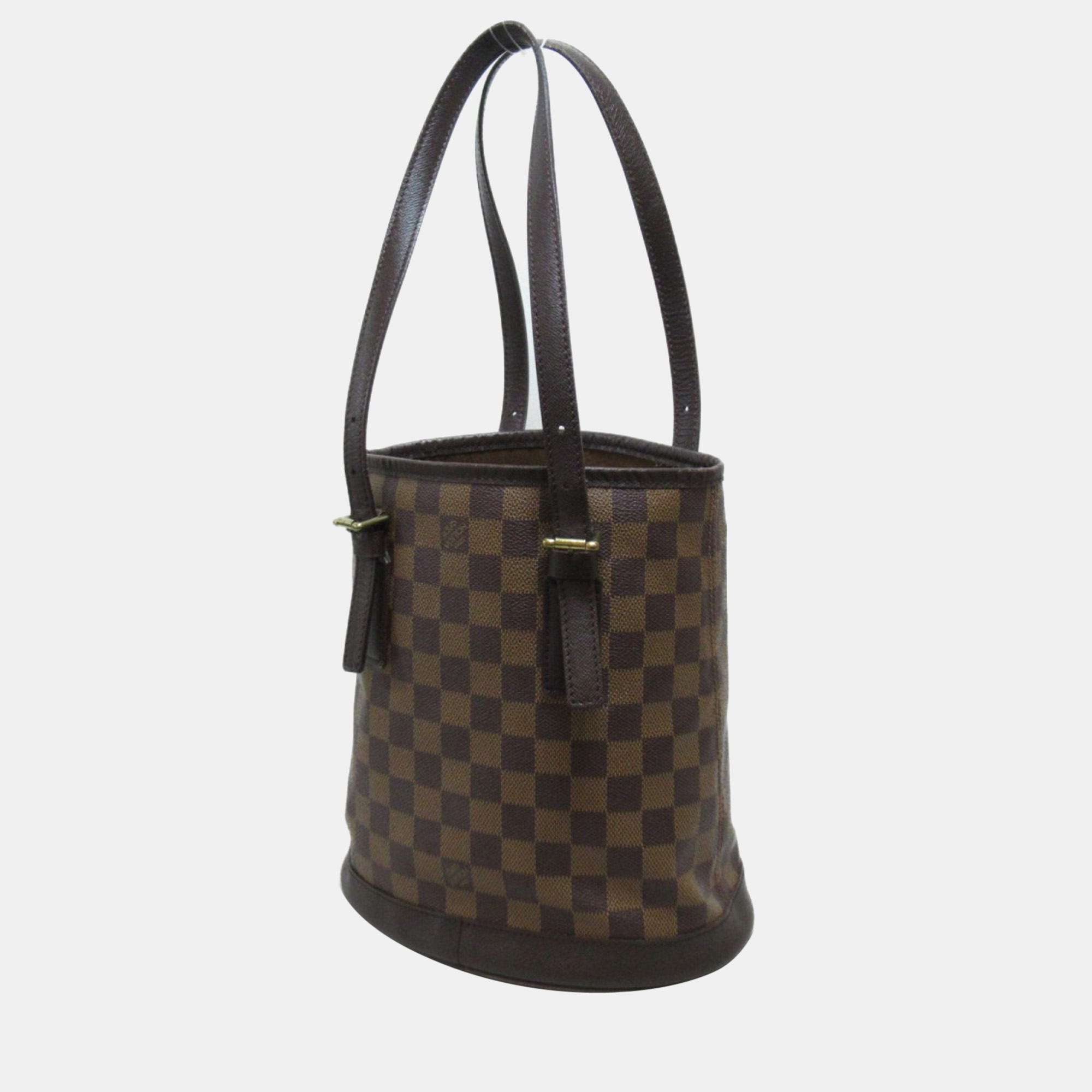 

Louis Vuitton Brown Canvas Damier Ebene Marais Bucket Bag With Pouch