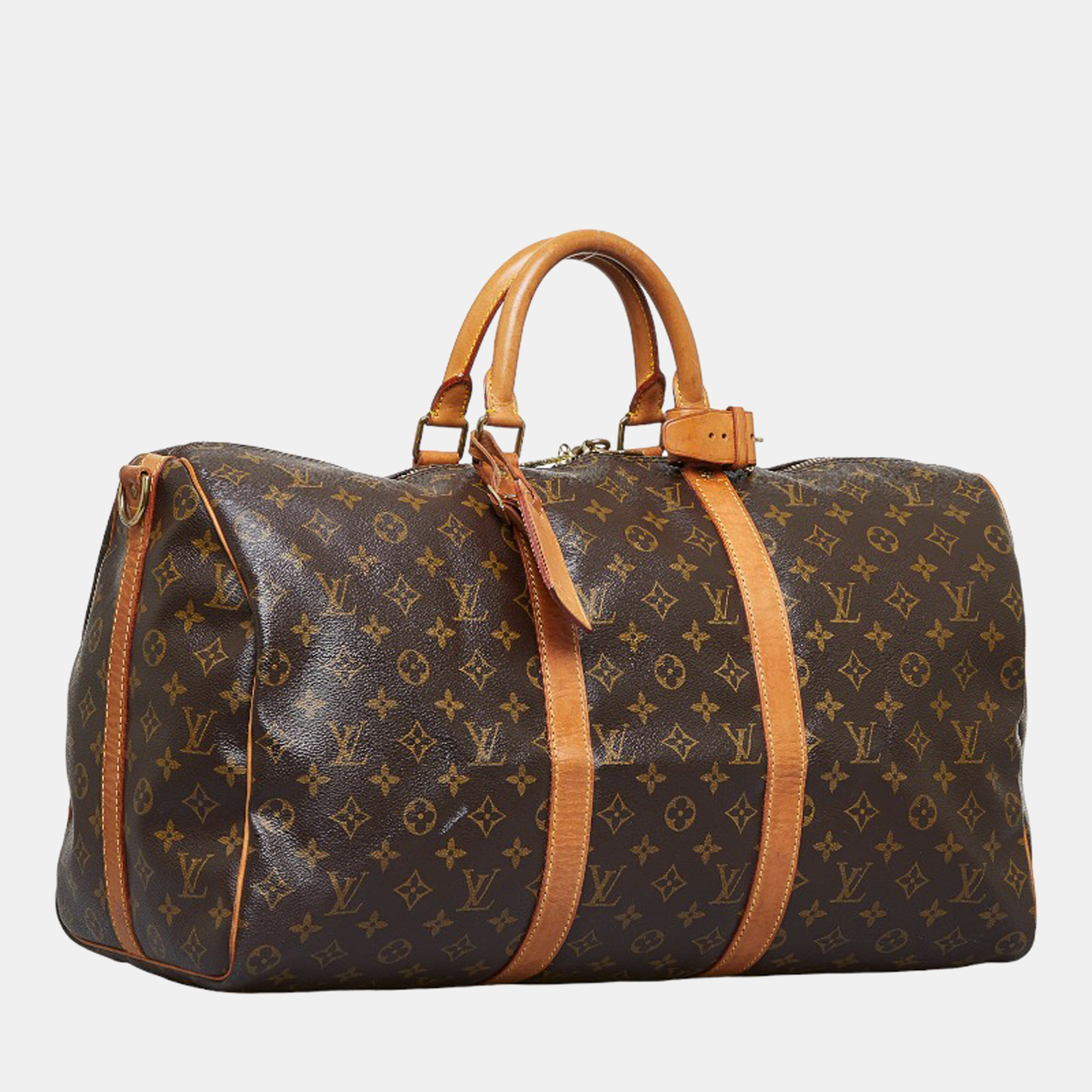 

Louis Vuitton Brown Canvas Monogram Keepall 50 Bandouliere Travel Bag
