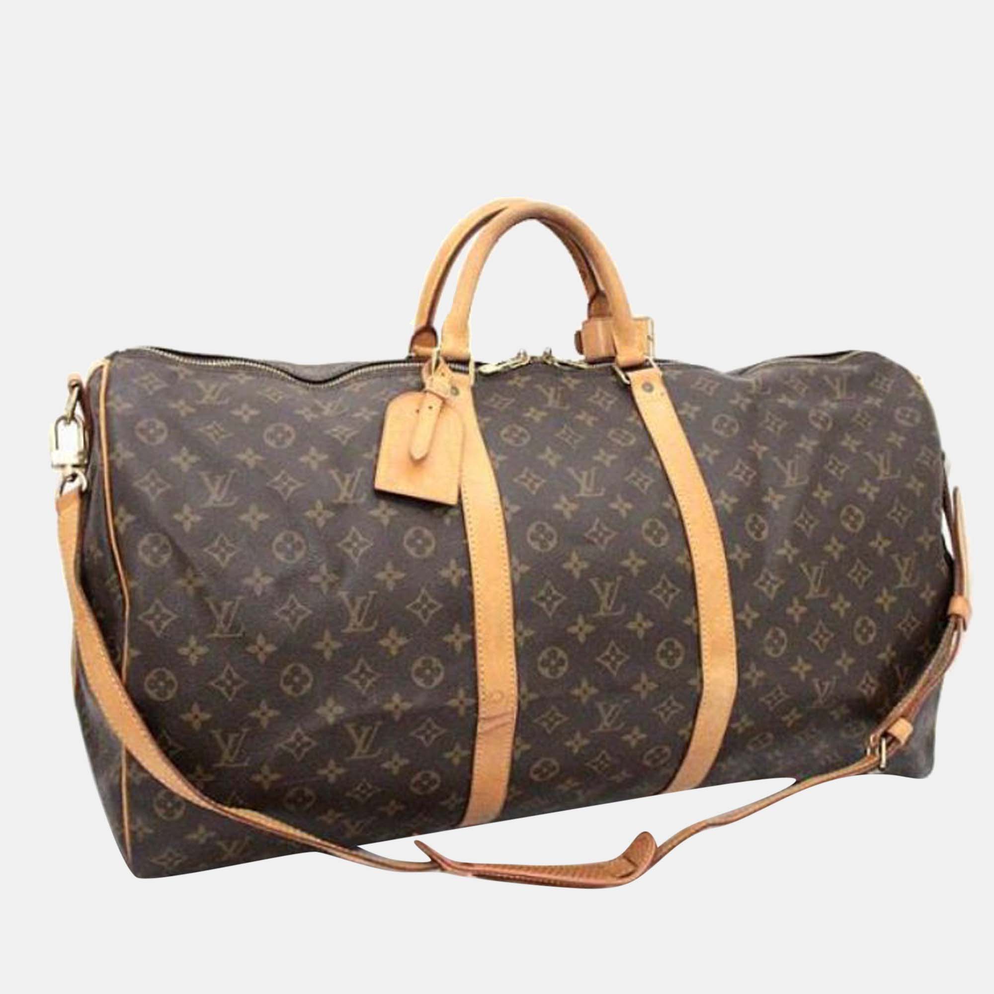 

Louis Vuitton Brown Canvas Monogram Keepall Bandouliere 60 Travel Bag