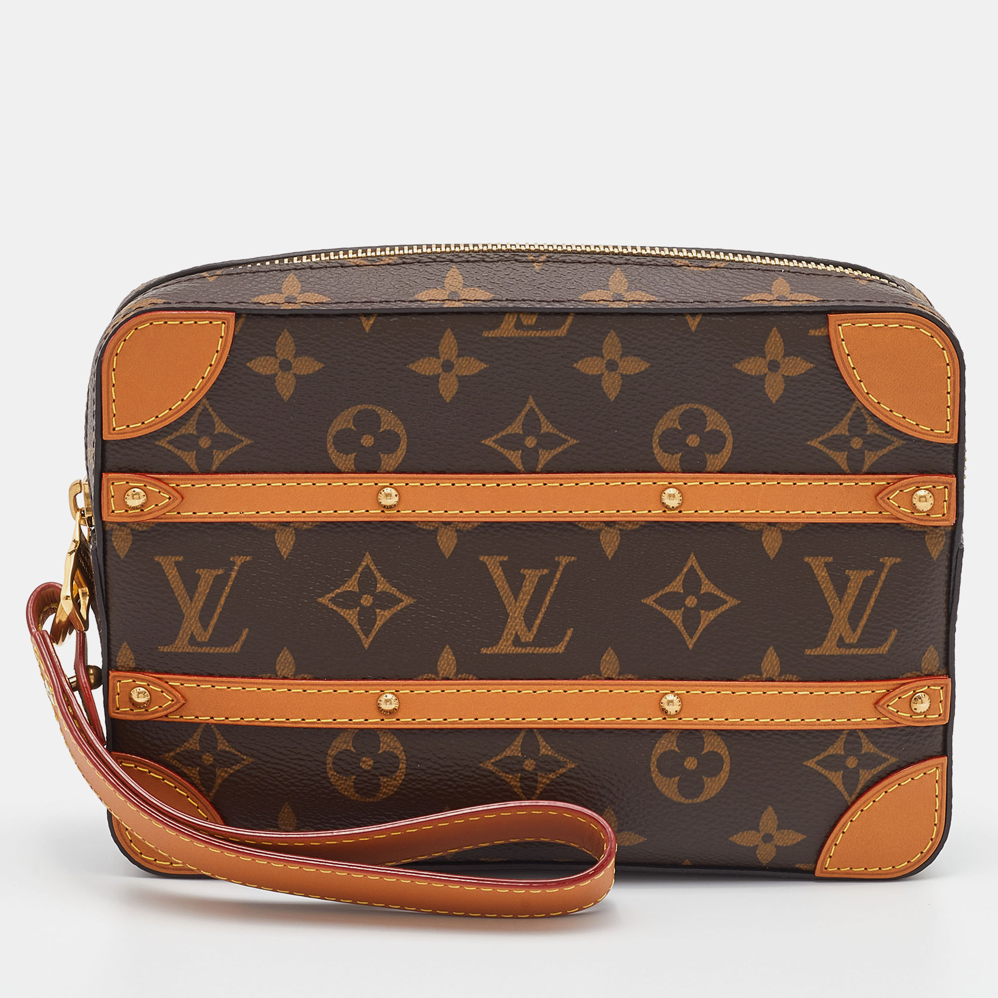 Pre-owned Louis Vuitton Monogram Canvas Soft Trunk Pouch In Brown