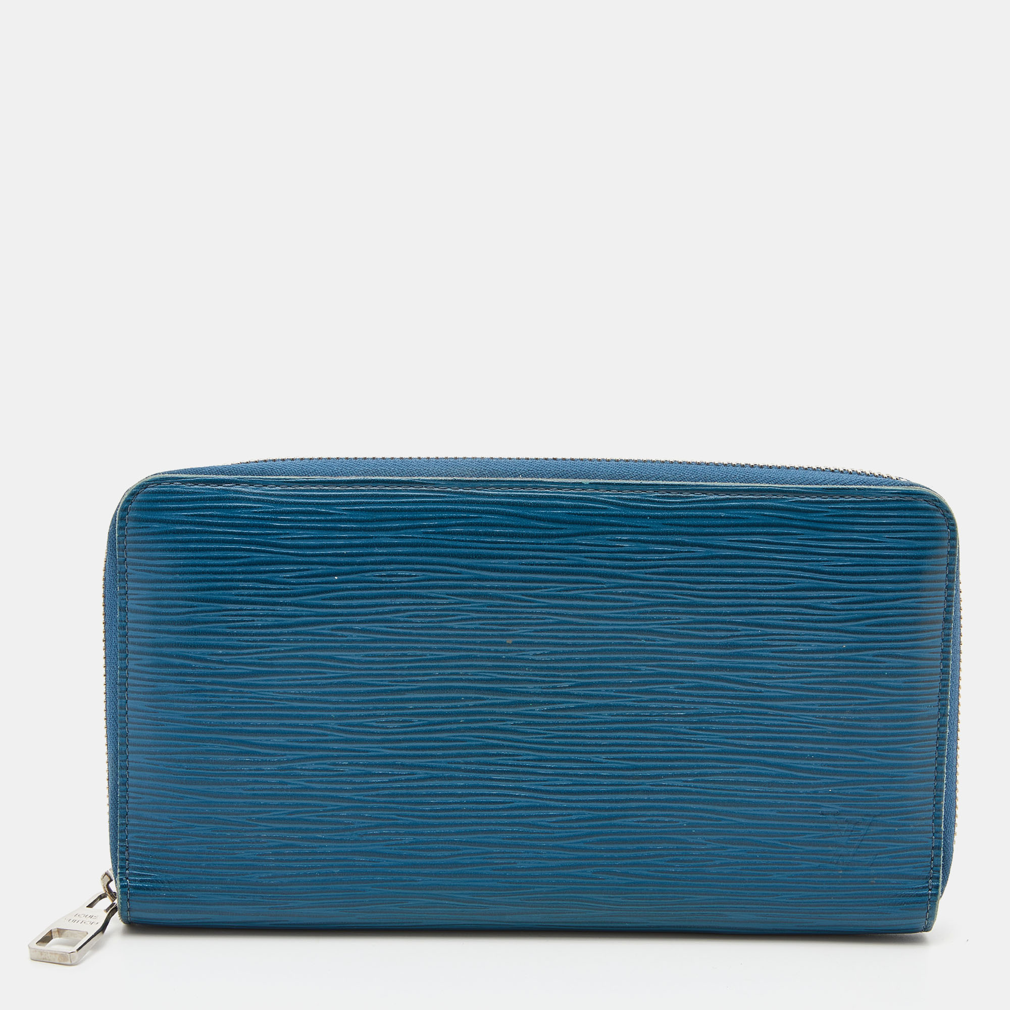 Pre-owned Louis Vuitton Cyan Epi Leather Zippy Wallet In Blue