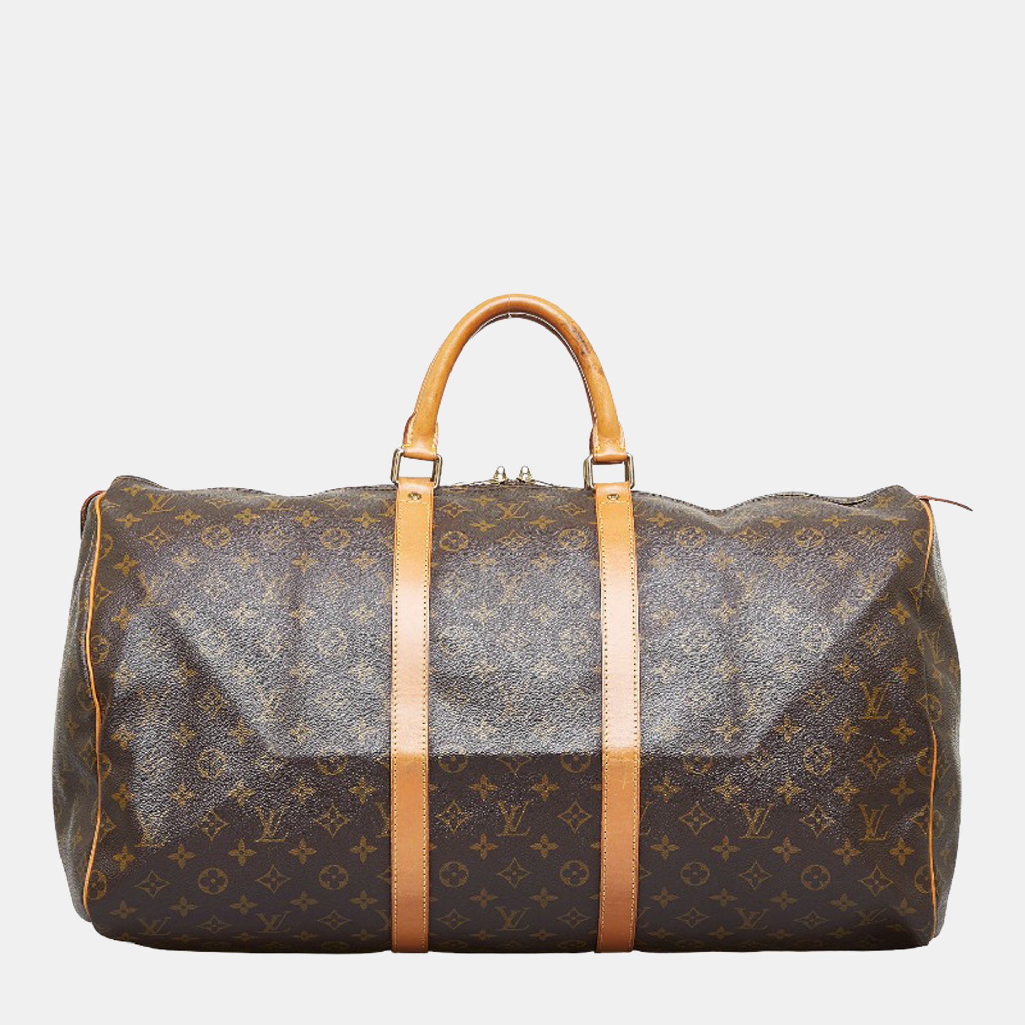Pre-owned Louis Vuitton Brown Canvas Monogram Keepall 55 Travel Bag