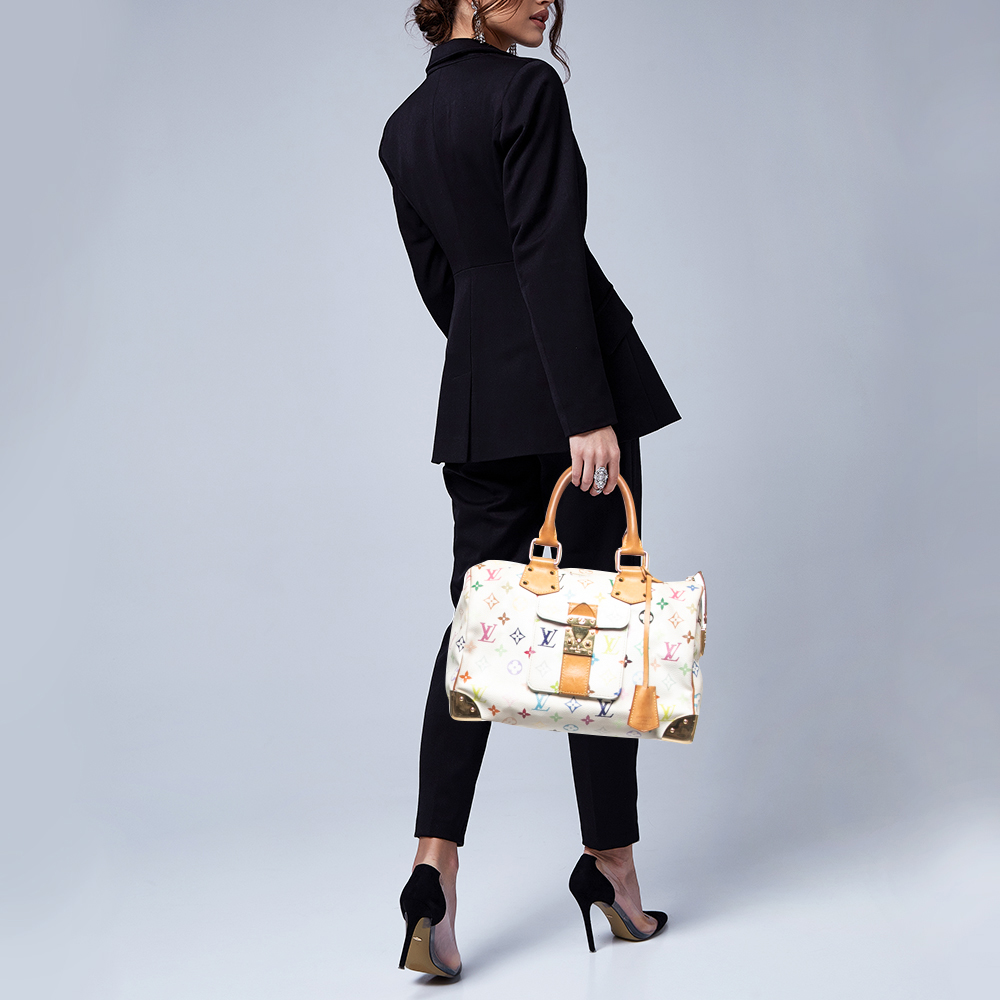 

Louis Vuitton White Multicolor Monogram Canvas Speedy 30 Bag