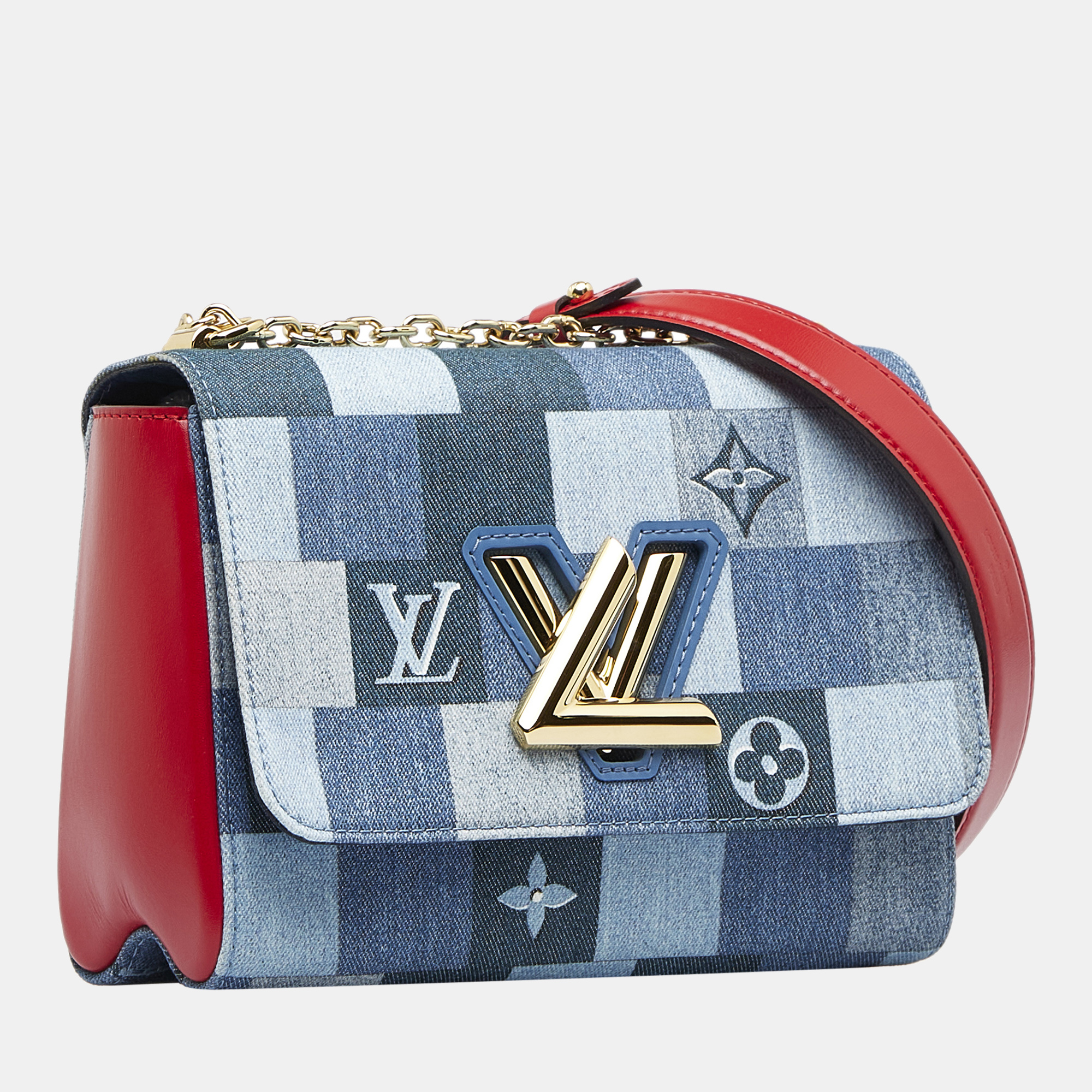 

Louis Vuitton Blue Damier Denim Patchwork Twist MM