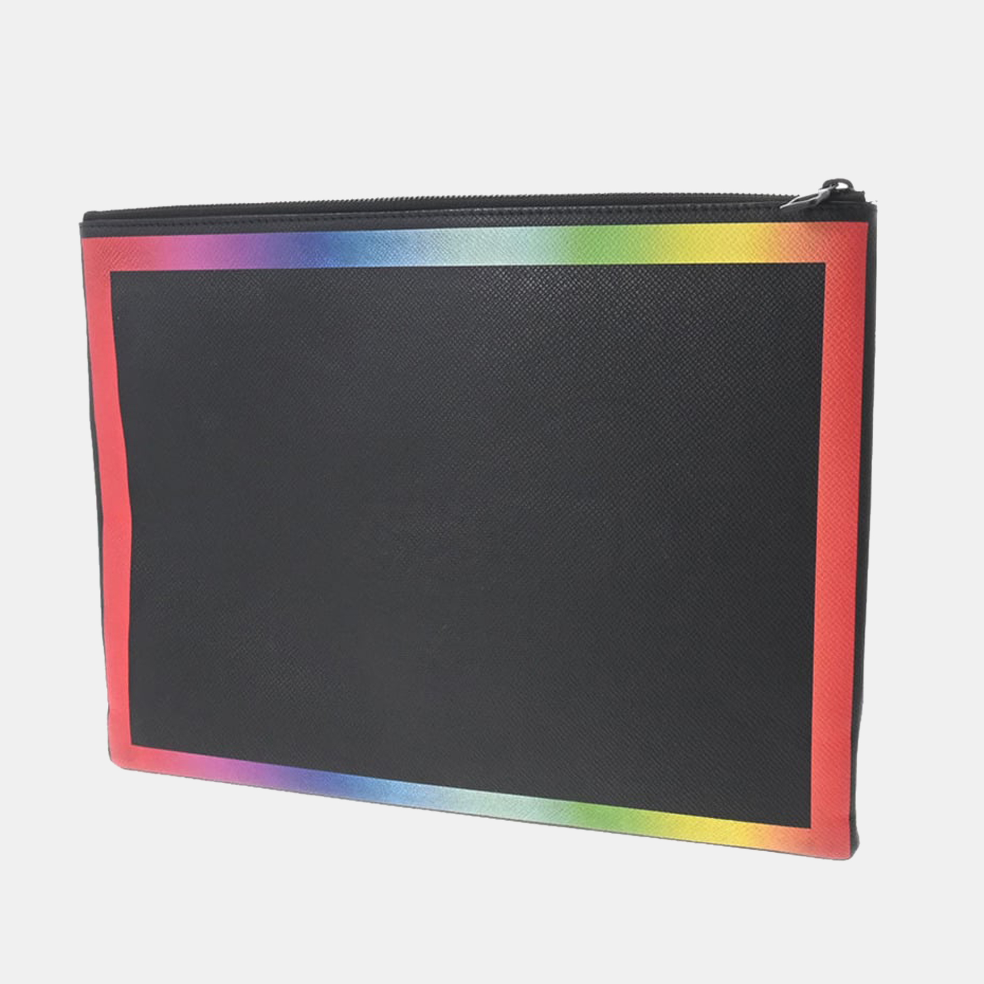 

Louis Vuitton Black Leather Taïga Rainbow Pochette A4 Clutch Bag