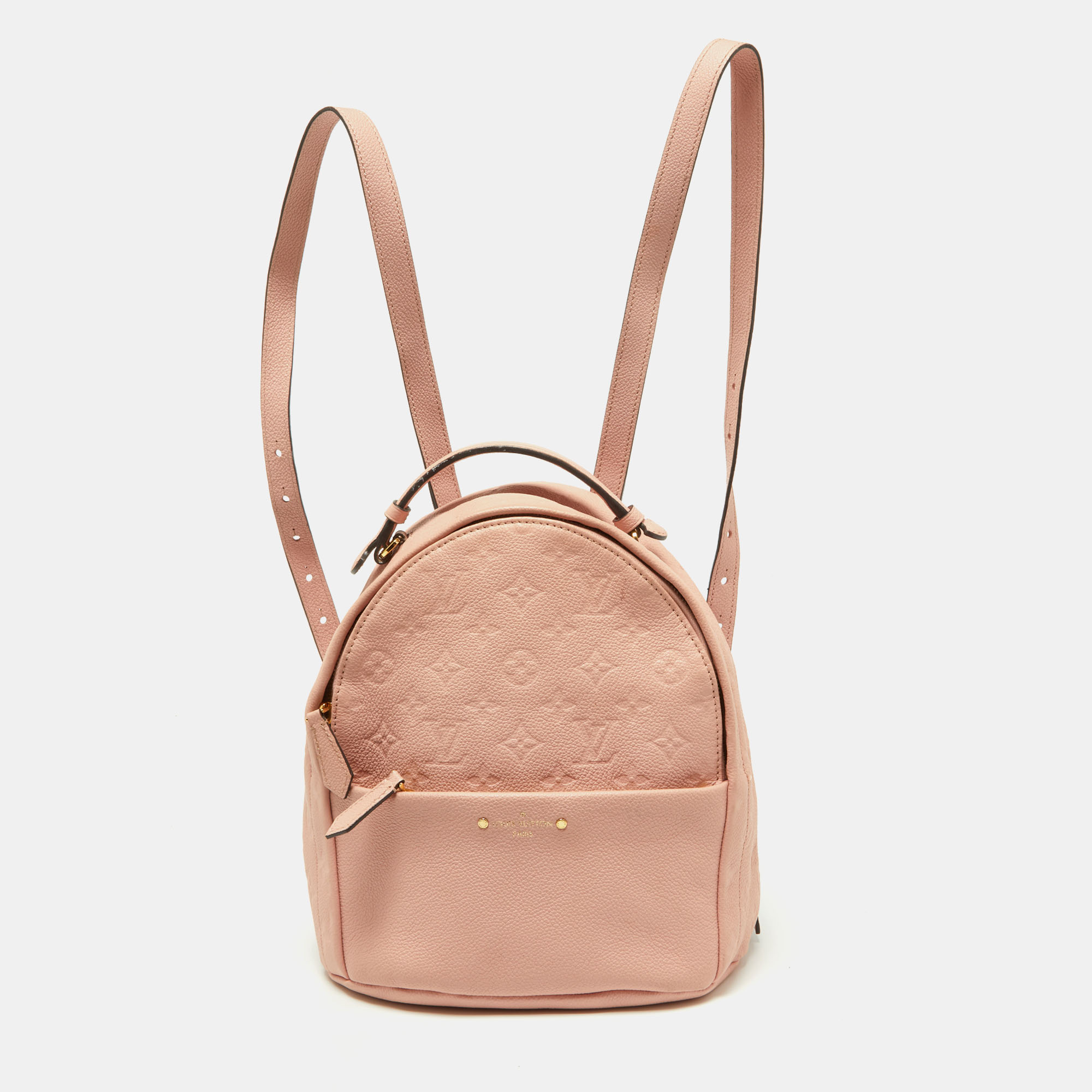 Pre-owned Louis Vuitton Rose Poudre Monogram Empreinte Leather Sorbonne Backpack In Pink