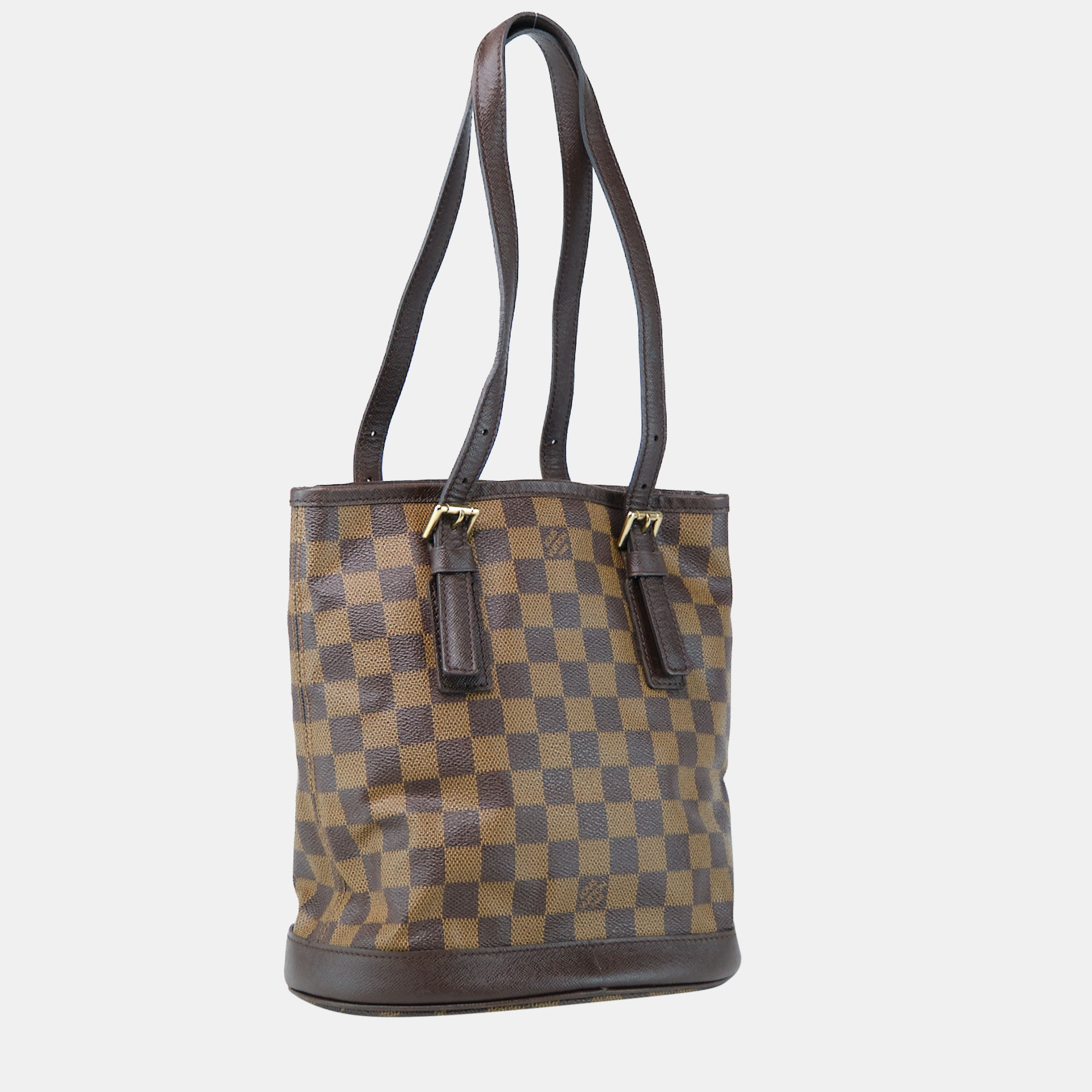 

Louis Vuitton Brown Canvas Damier Ebene Marais Bucket Bag with Pouch Tote Bag