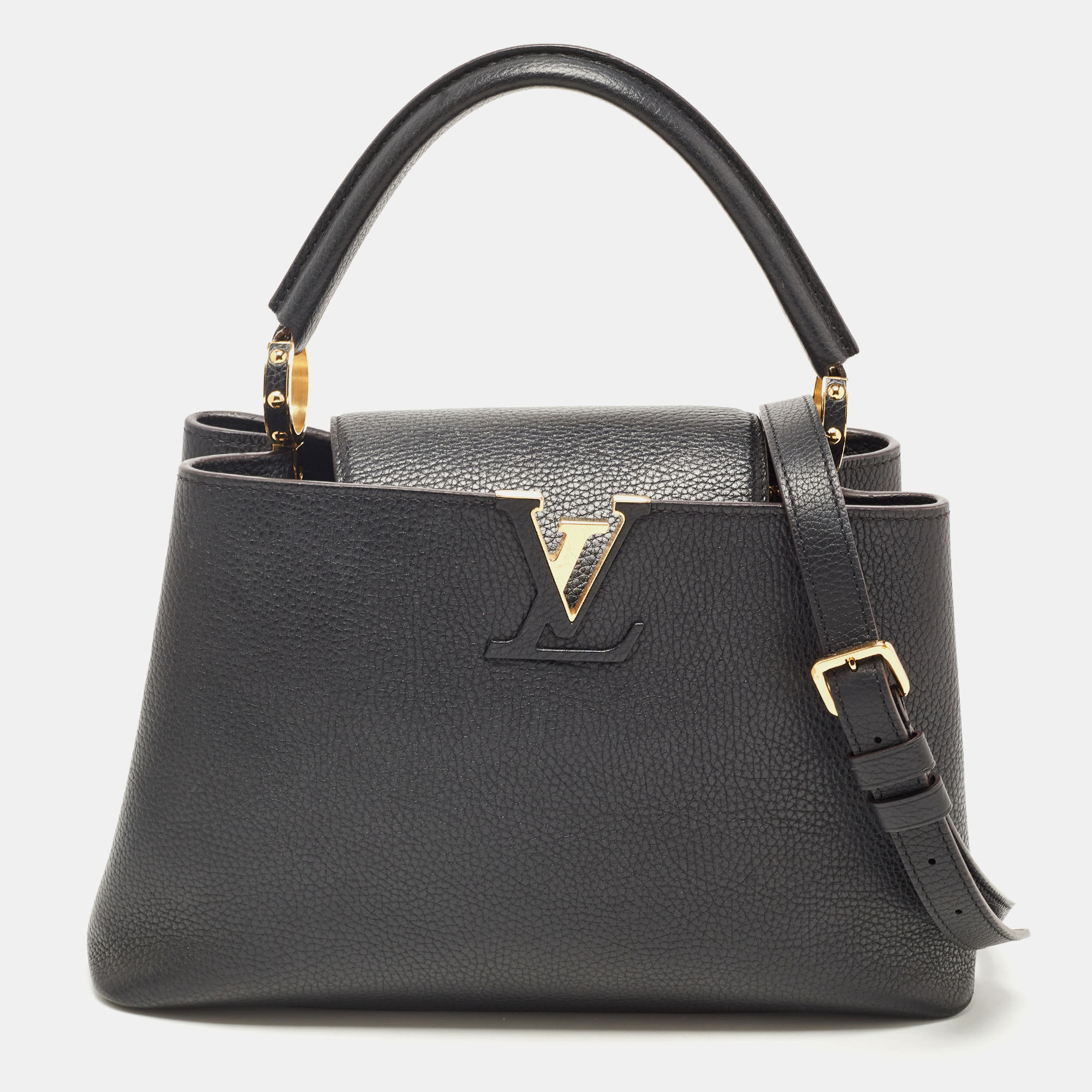 Pre-owned Louis Vuitton Black Taurillon Leather Capucines Pm Bag