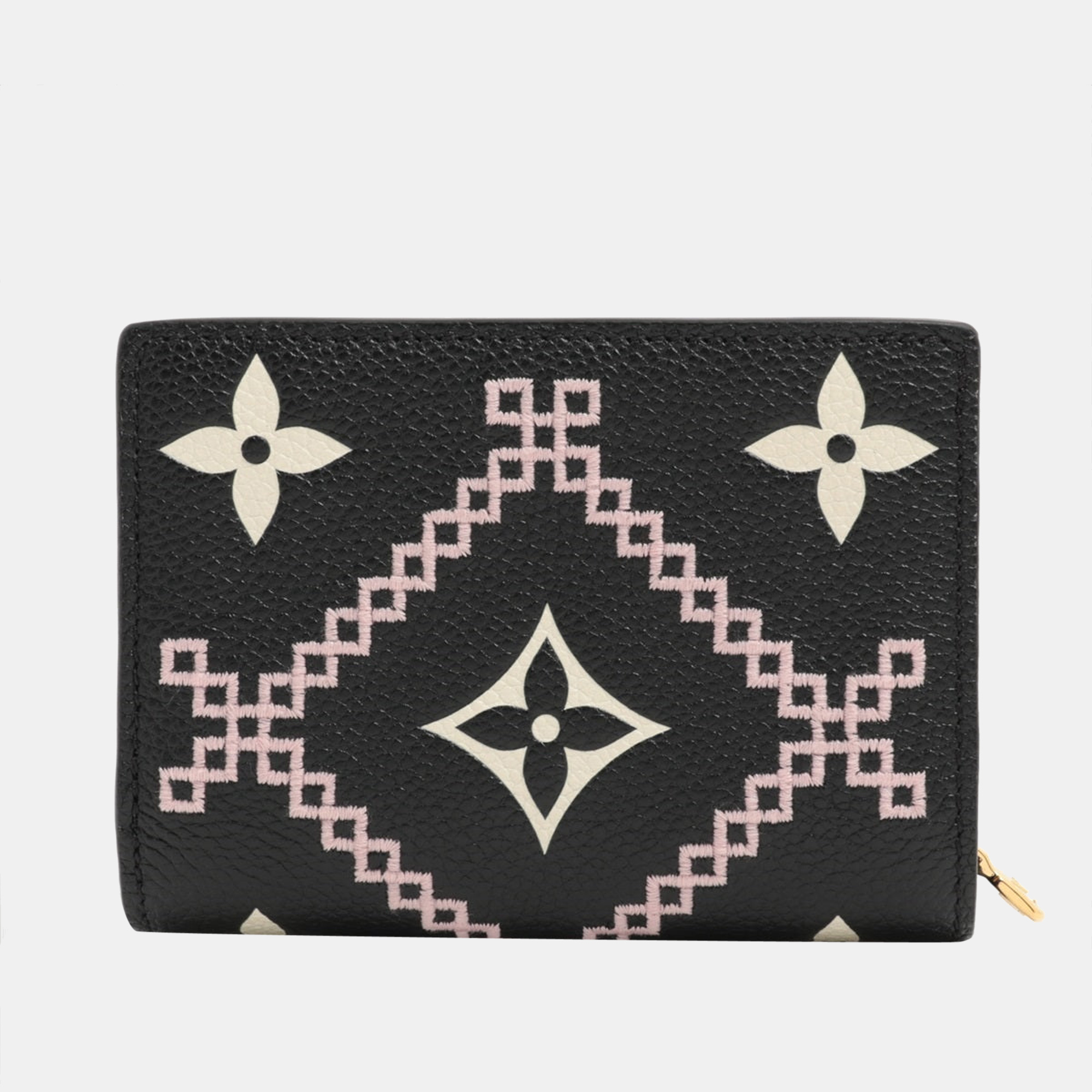 

Louis Vuitton Monogram Empreinte Brodery Portefeuilles Crea M81139 Noir Compact Wallet, Black