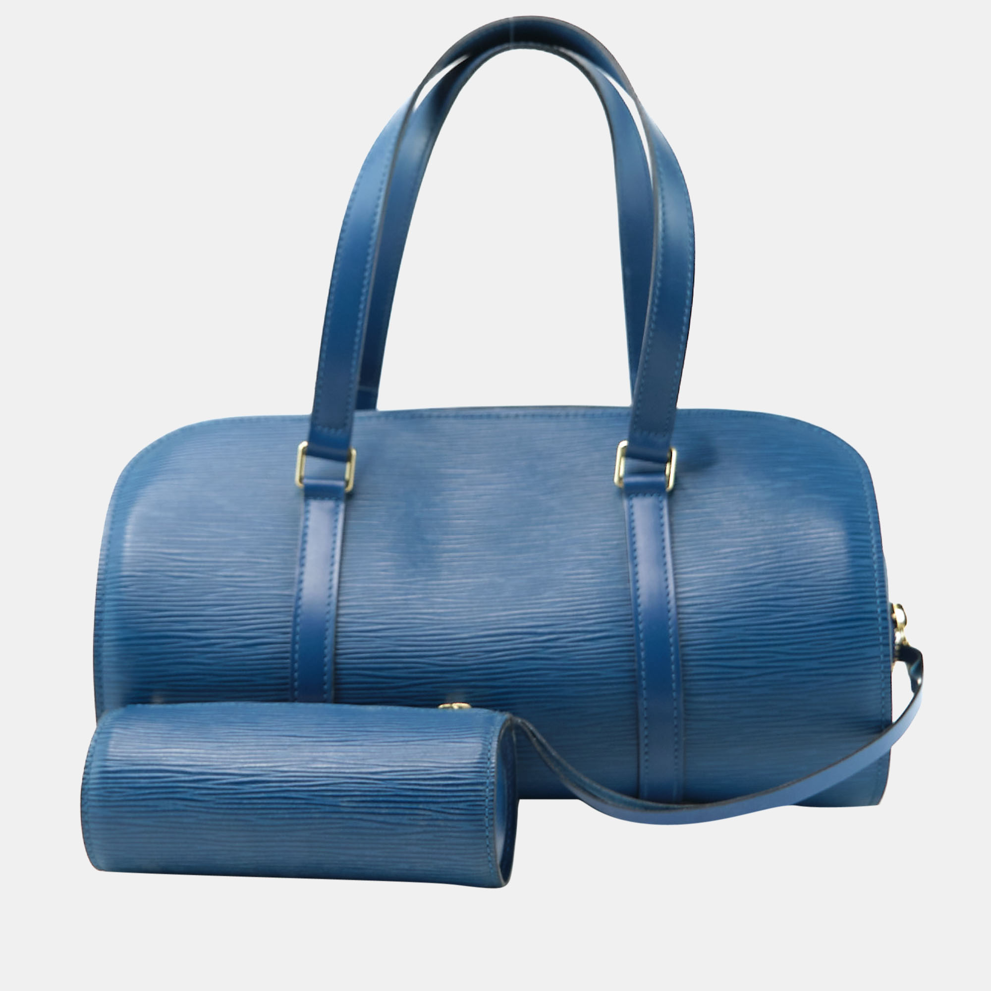 Pre-owned Louis Vuitton Blue Epi Leather Soufflot Satchel Bag