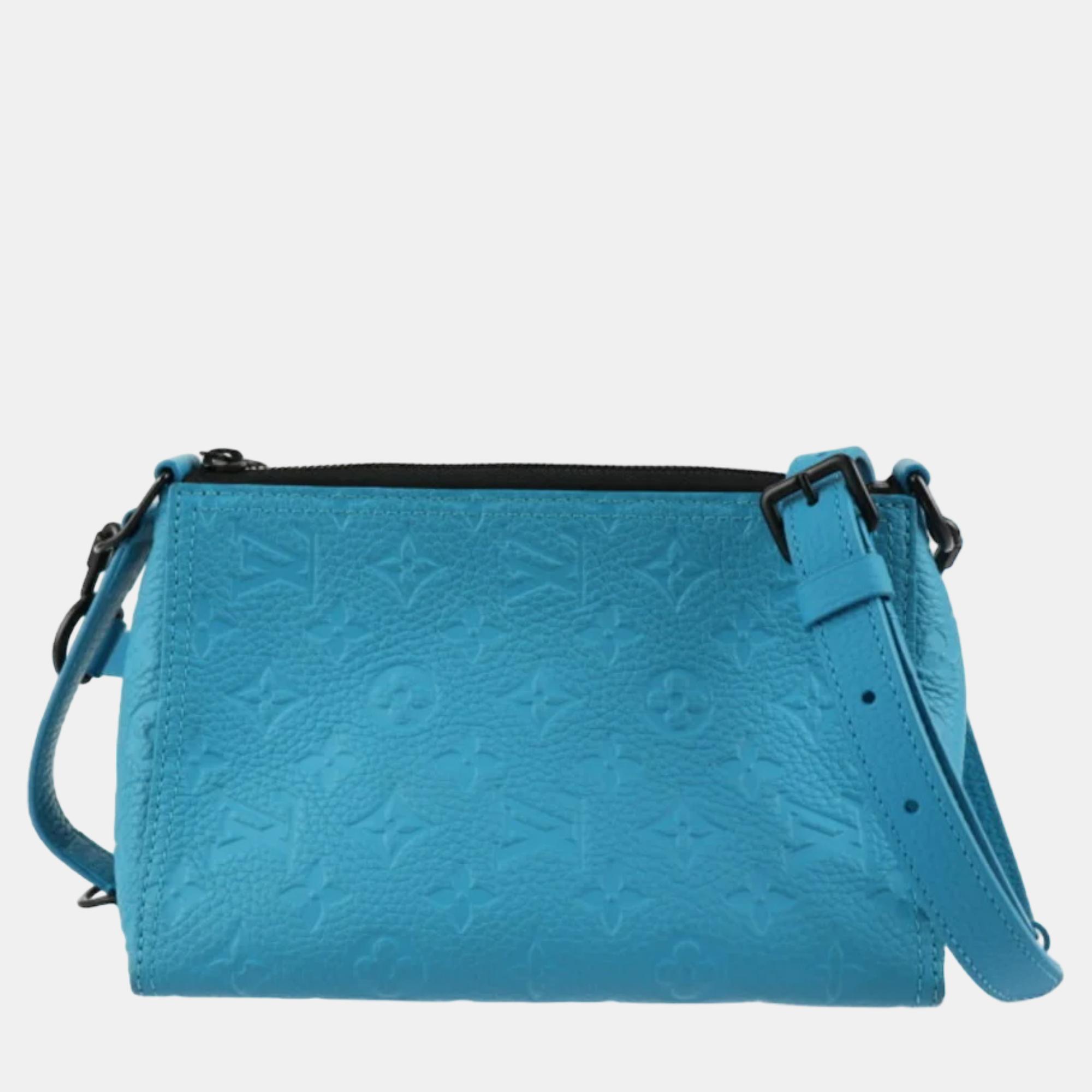Pre-owned Louis Vuitton Blue Monogram Leather Empriente Triangle Tuffetage Shoulder Bag