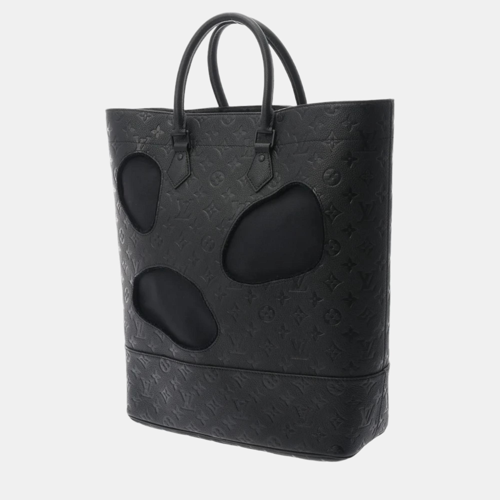 

Louis Vuitton X Rei Kawakubo Collaboration Black Empreinte Leather Bag With Holes MM Tote Bag