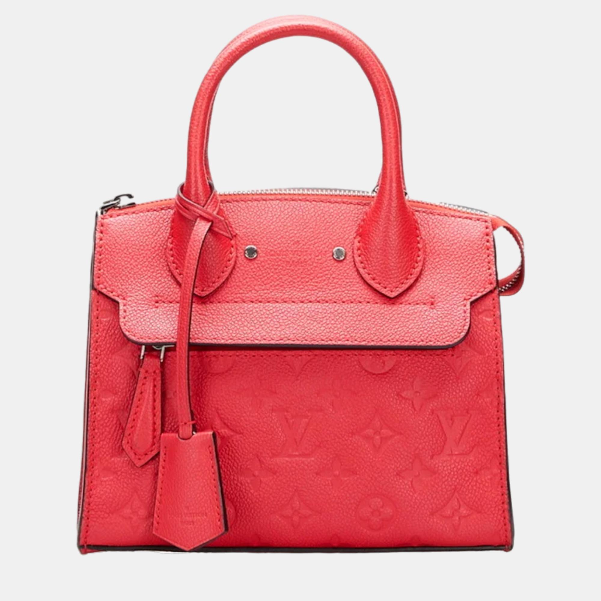 Pre-owned Louis Vuitton Red Leather Monogram Empreinte Pont Neuf Satchel Bag