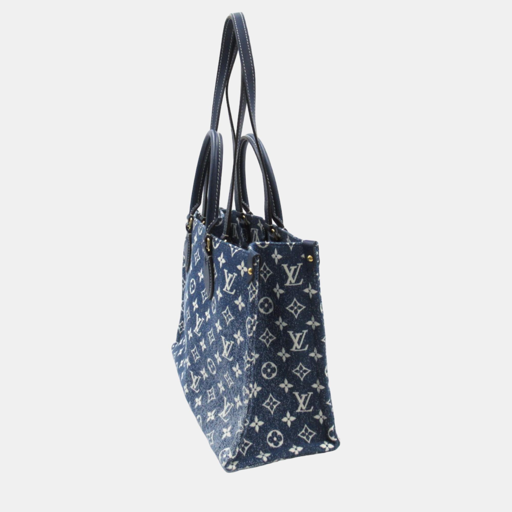

Louis Vuitton Blue Denim Onthego MM Tote Bag