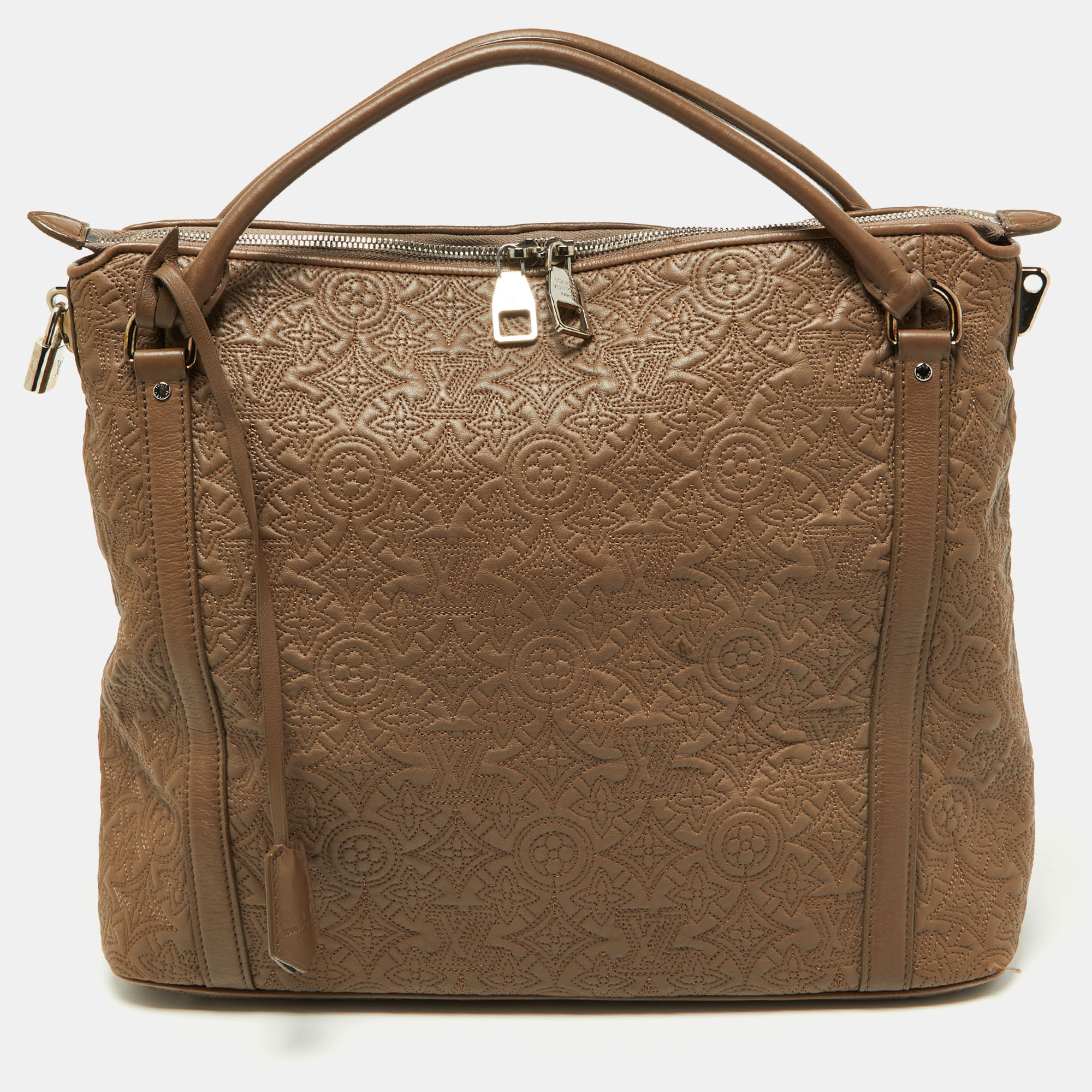 

Louis Vuitton Gris Pearl Monogram Antheia Leather Ixia MM Bag, Beige