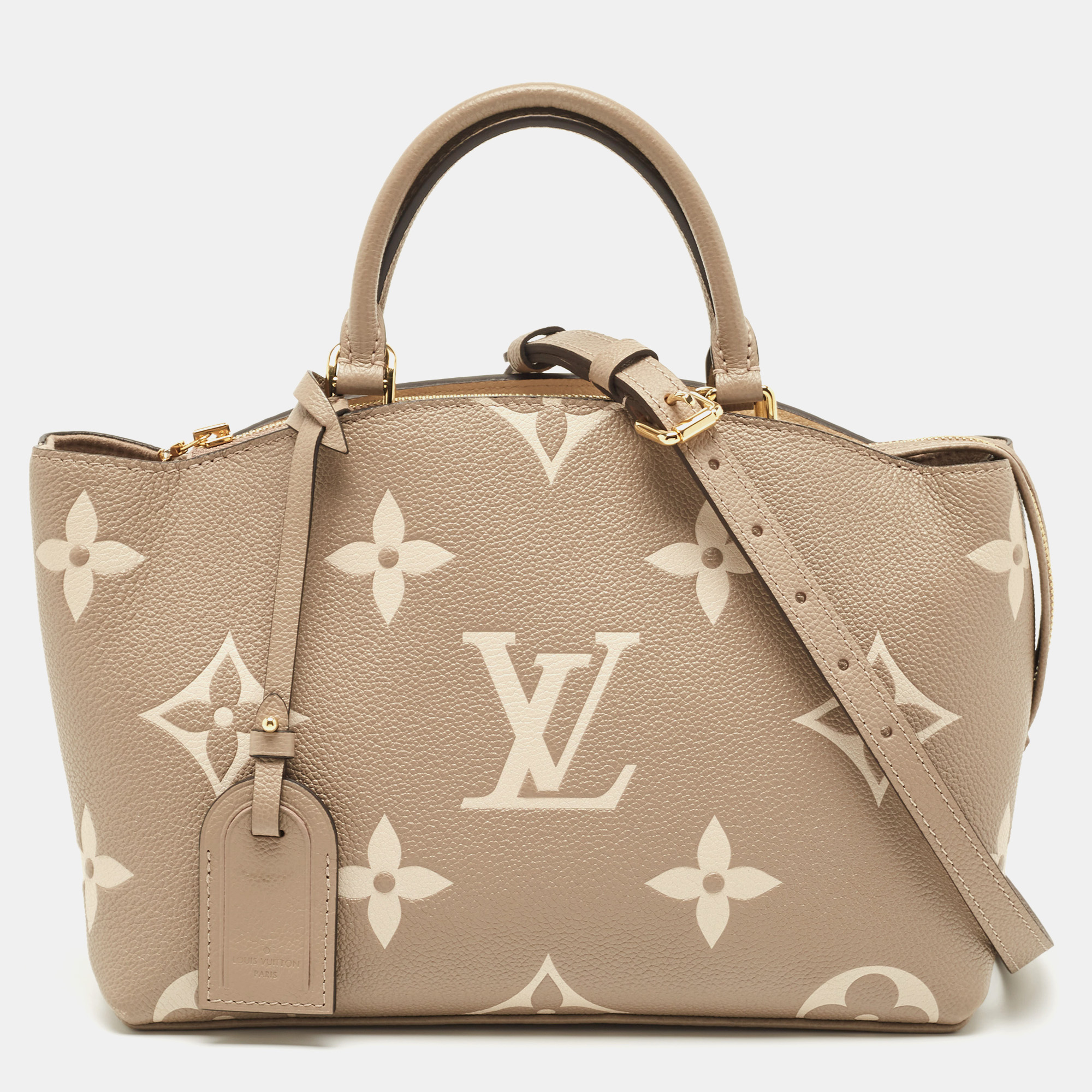 

Louis Vuitton Bicolor Monogram Empriente Leather Petite Palais Bag, Beige