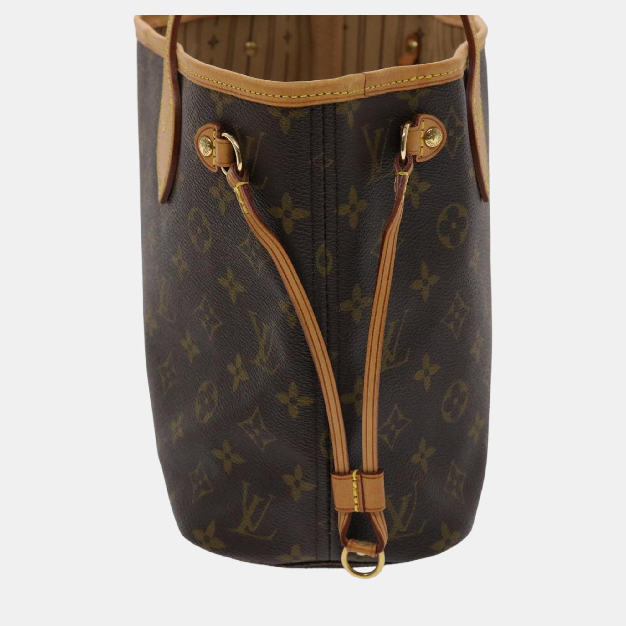 

Louis Vuitton Brown Canvas Monogram Neverfull PM Tote Bag