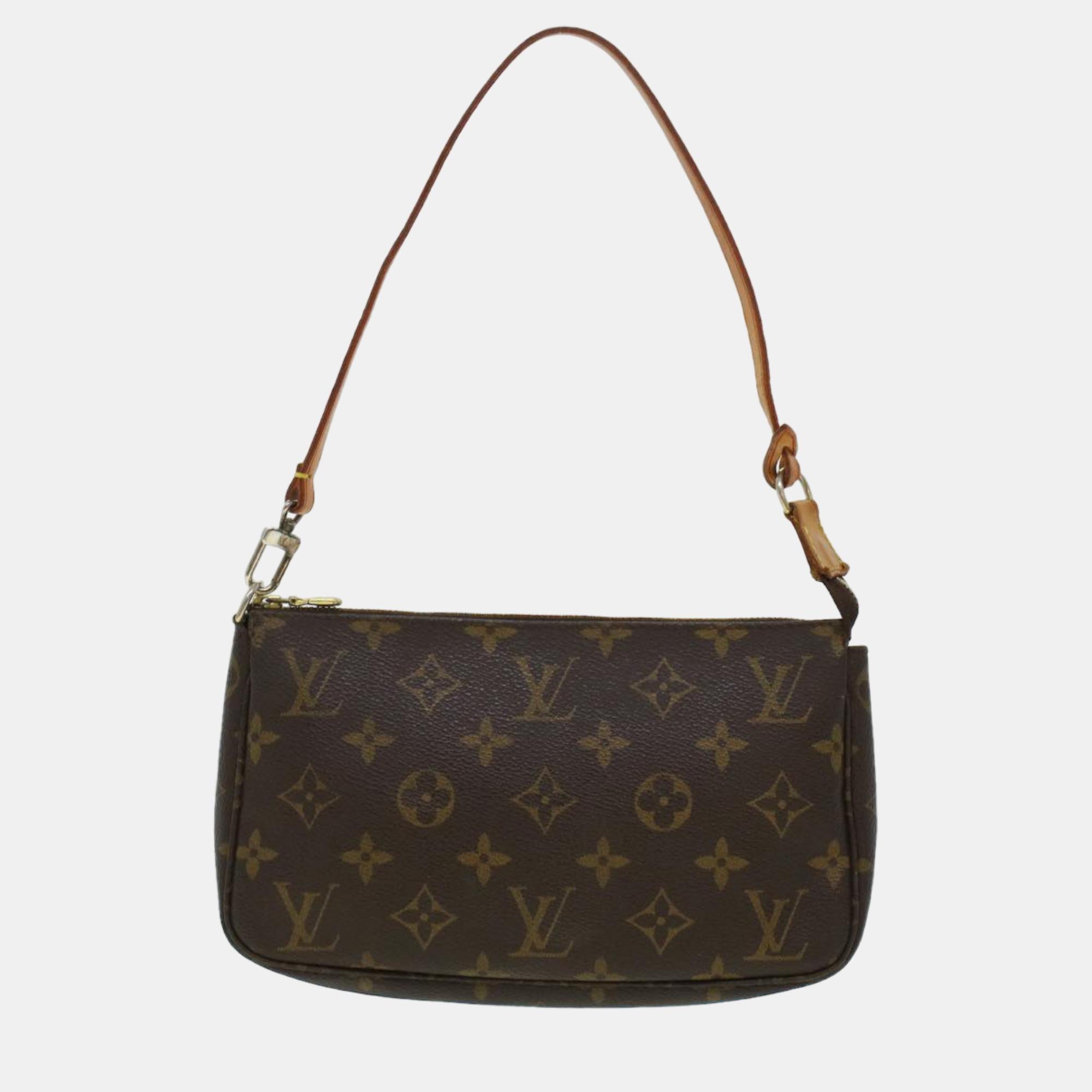 

Louis Vuitton Brown Canvas Monogram Pochette Accessoires Clutch Bag