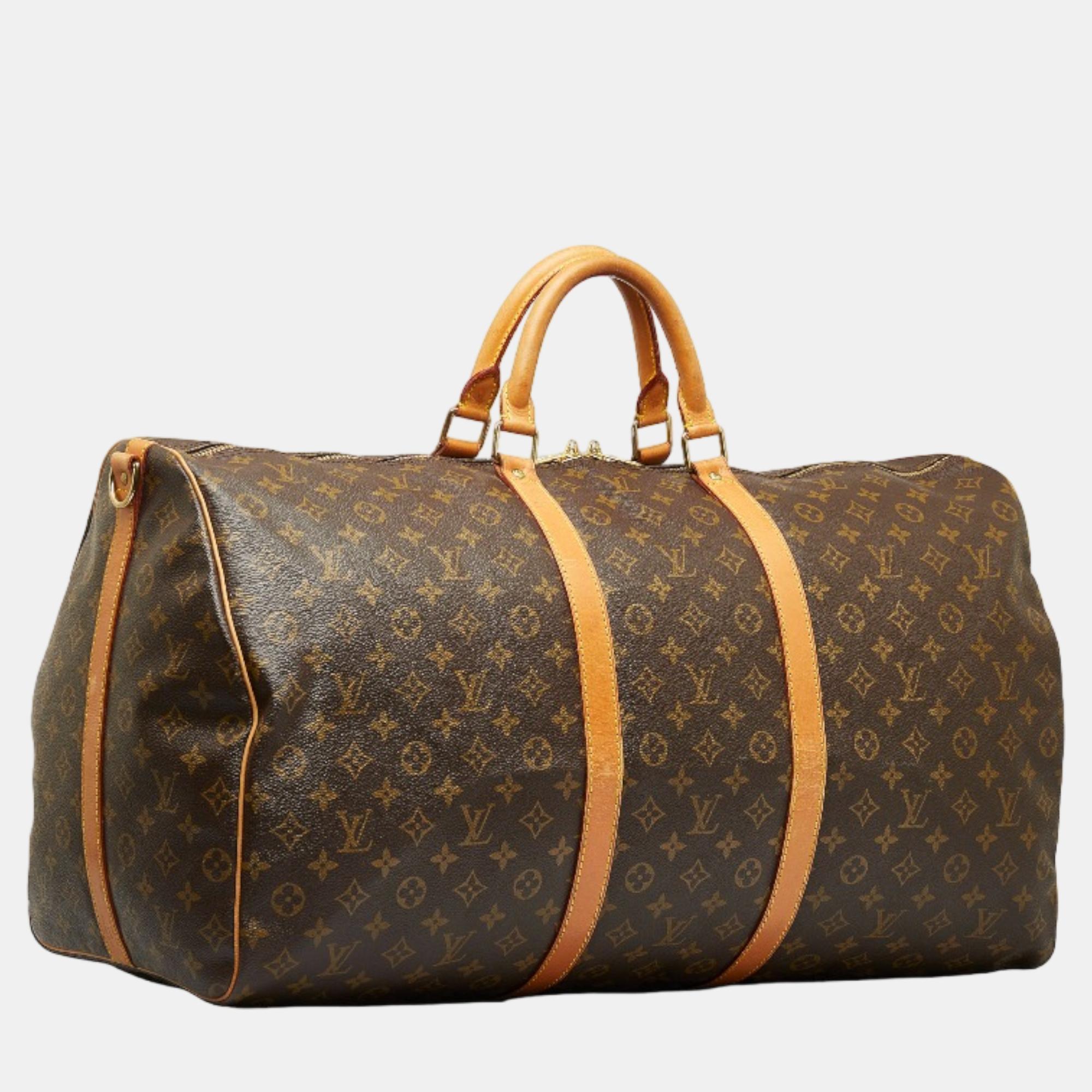 

Louis Vuitton Brown Canvas Monogram Keepall Bandouliere 60 Travel Bag