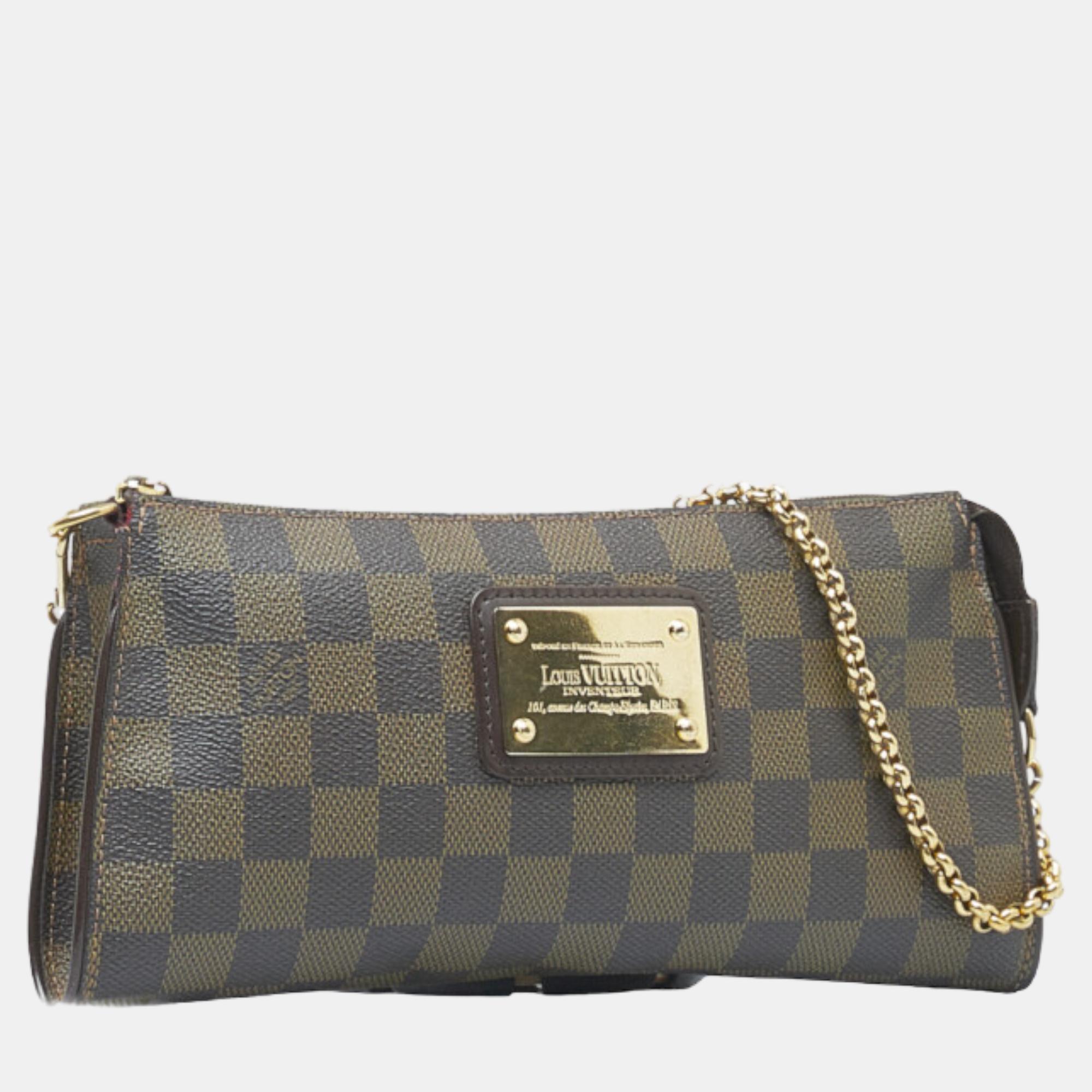 

Louis Vuitton Brown Canvas Damier Ebene Eva Shoulder Bag