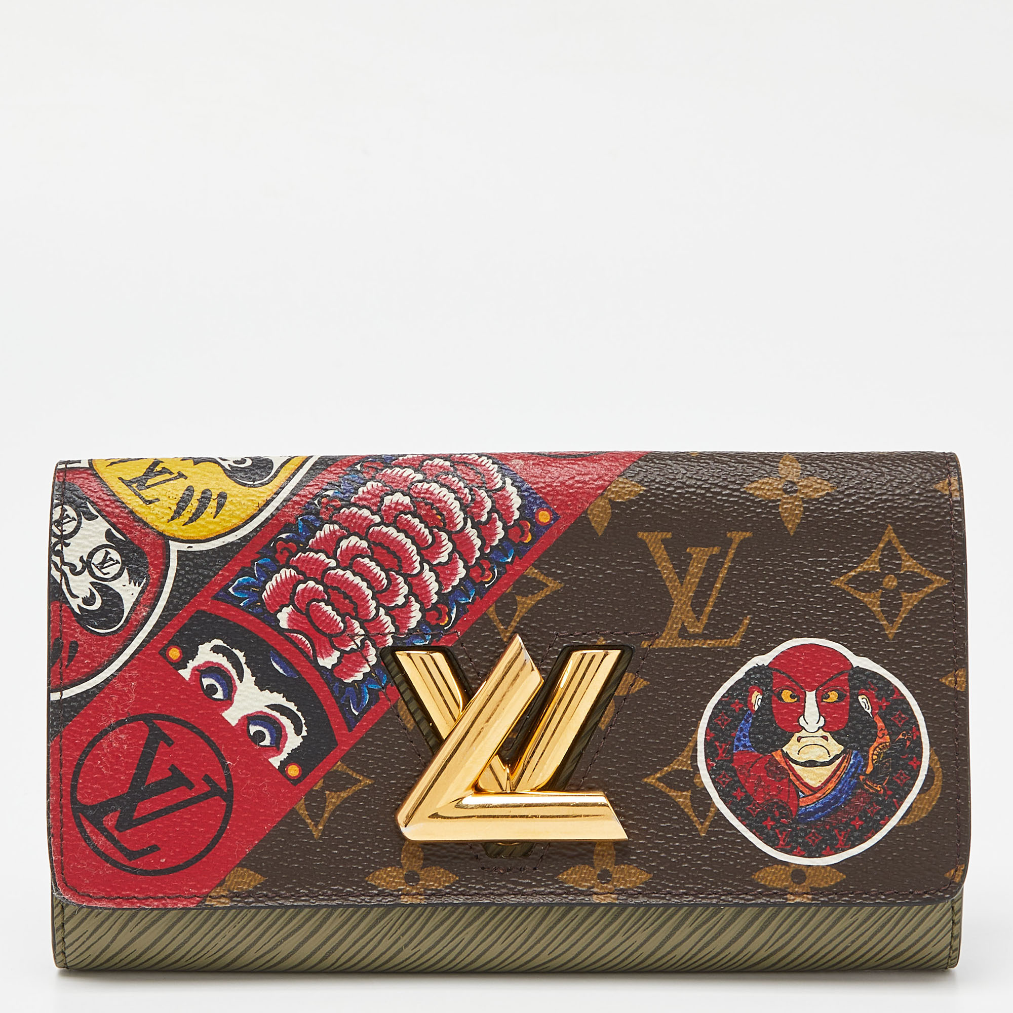 Pre-owned Louis Vuitton Monogram Canvas And Epi Leather Kabuki Twist Wallet In Multicolor