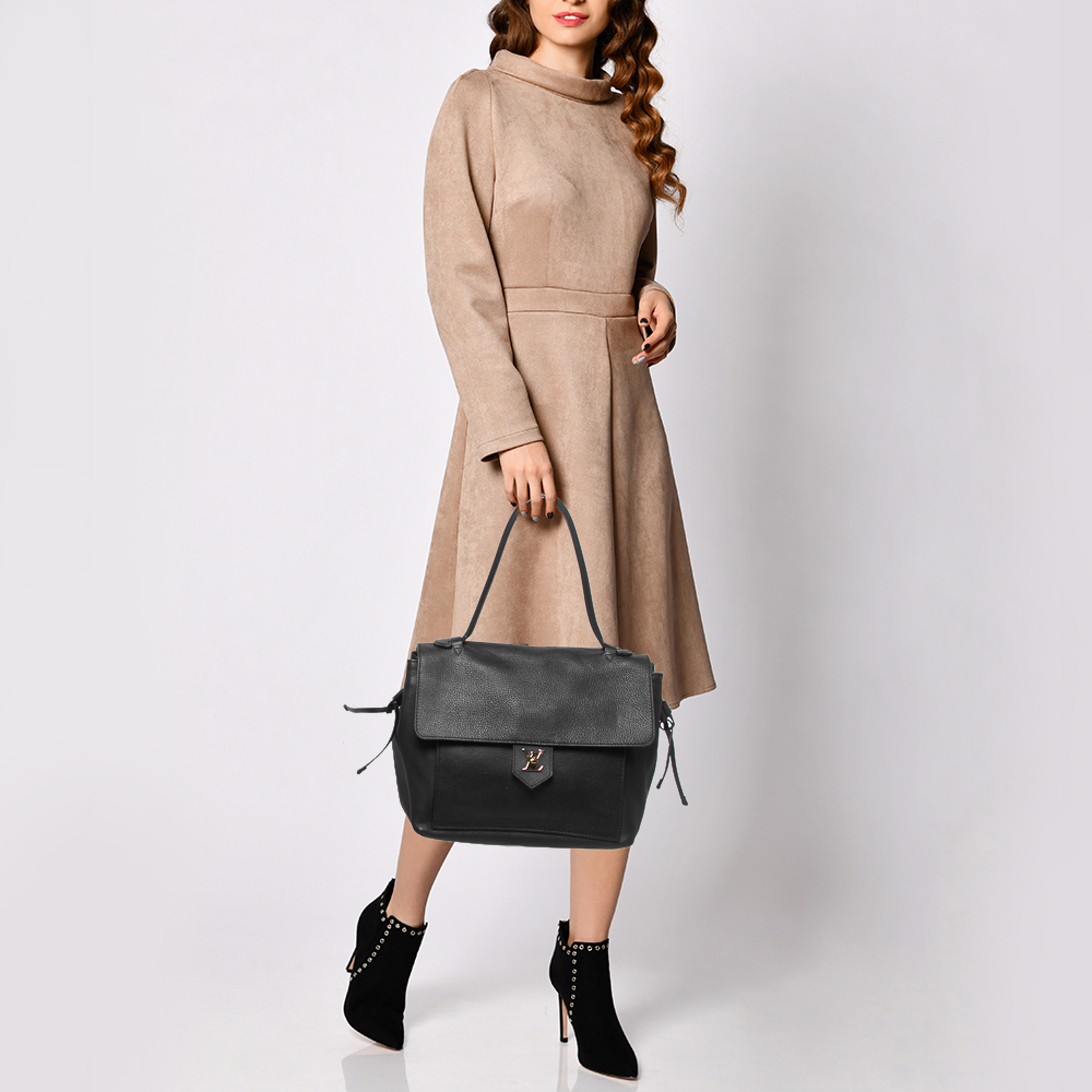

Louis Vuitton Black Leather Lockme MM Bag