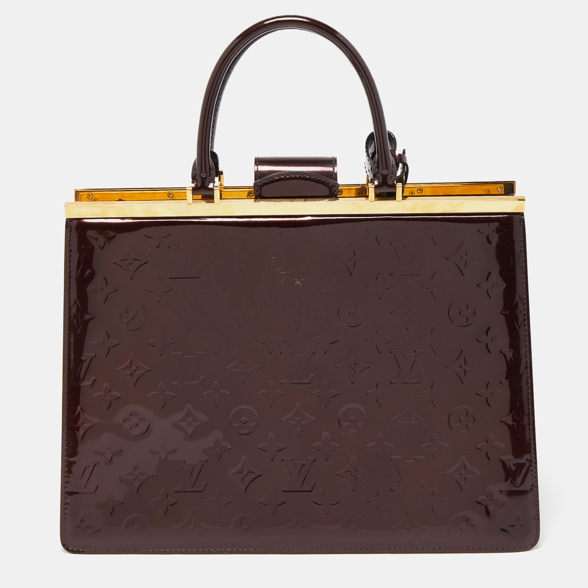 

Louis Vuitton Amarante Monogram Vernis Deesse GM Bag, Burgundy