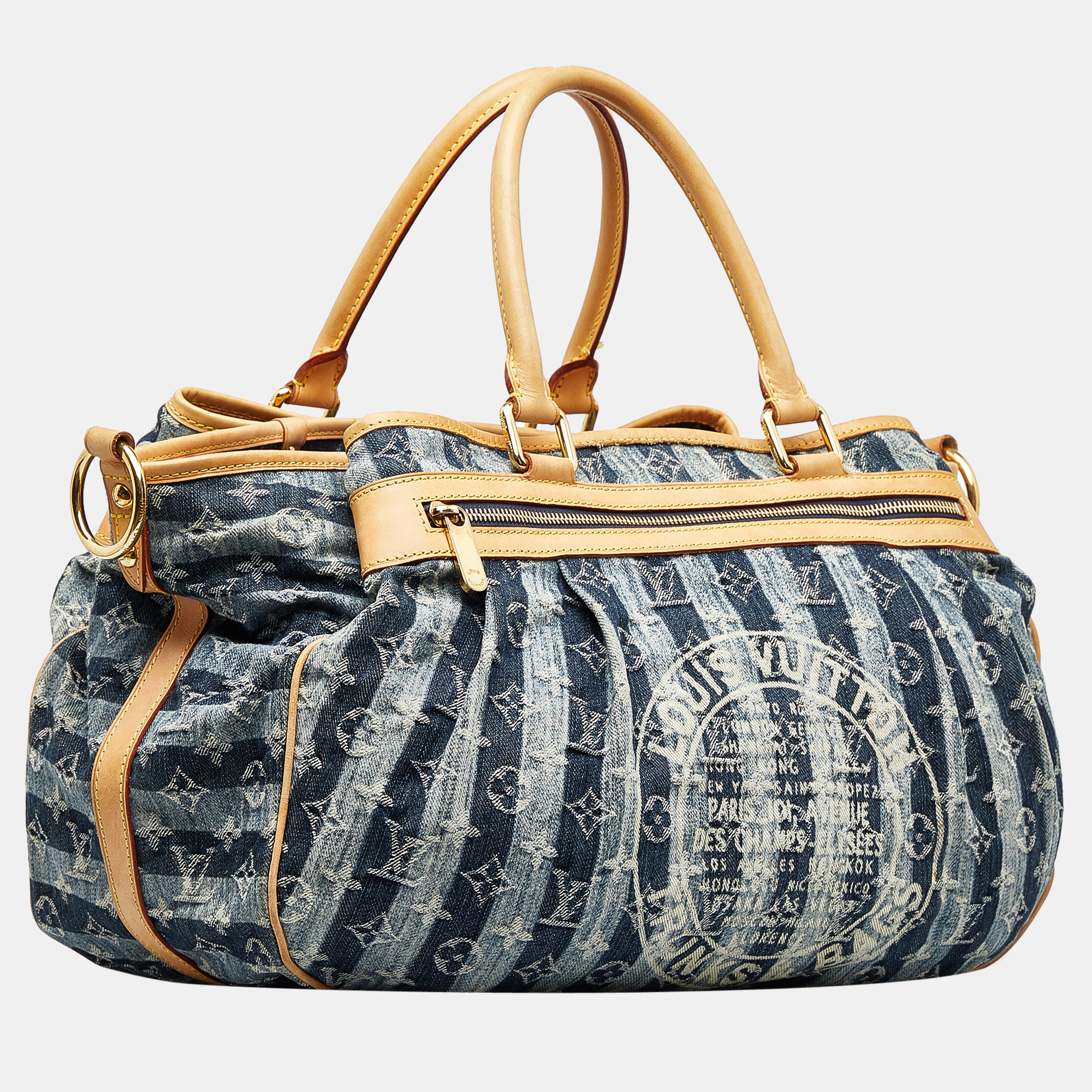 

Louis Vuitton Blue Monogram Denim Porte Epaule Raye Cabas GM