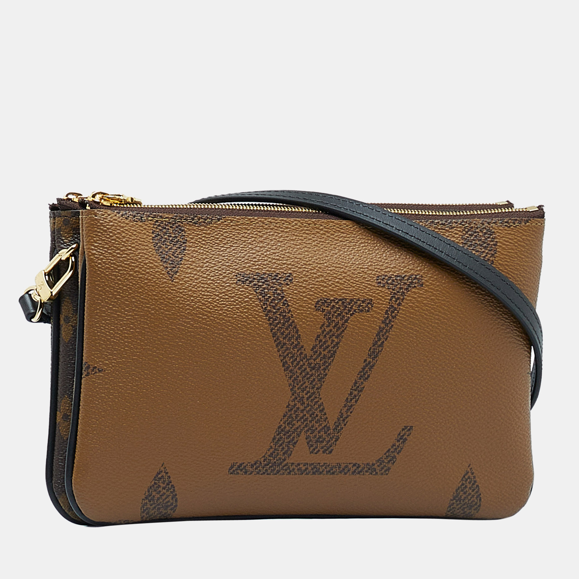 

Louis Vuitton Brown Monogram Giant Reverse Double Zip Pochette