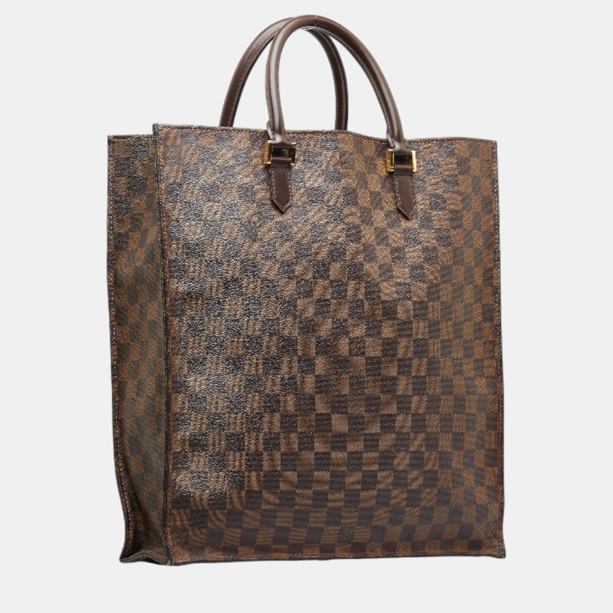 

Louis Vuitton Brown Canvas Damier Ebene Sac Plat