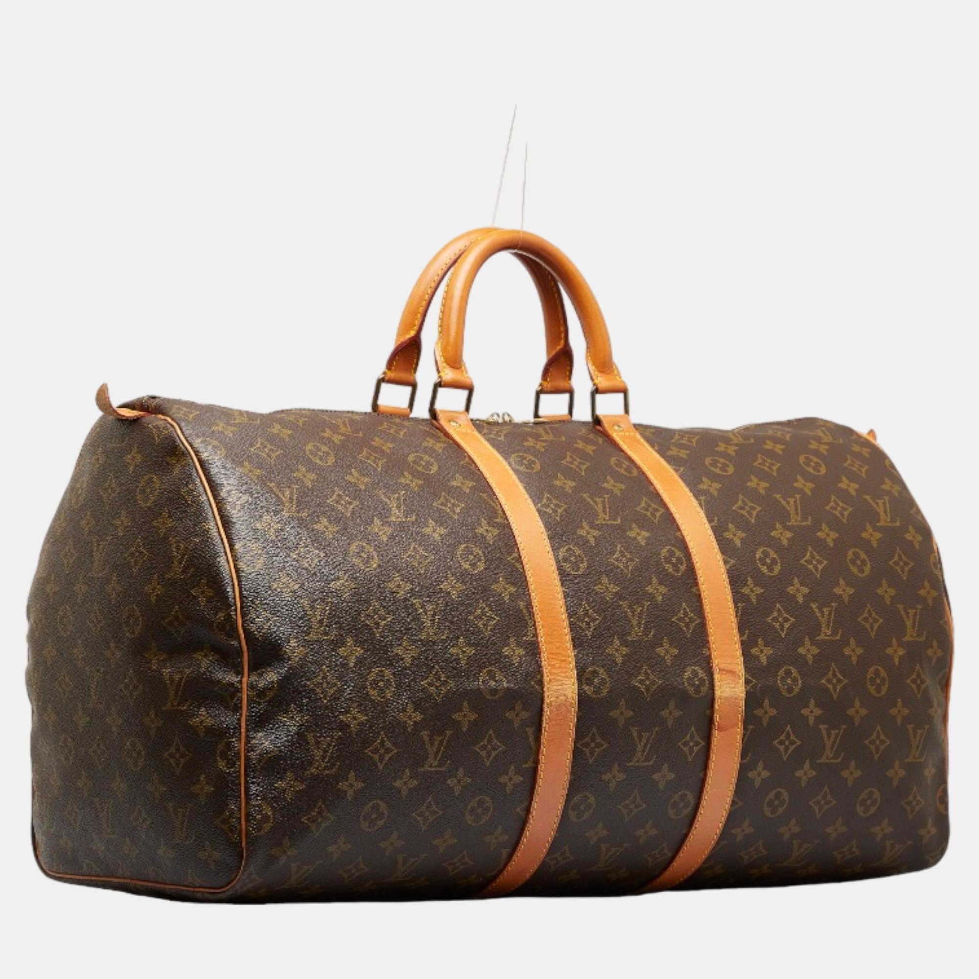 

Louis Vuitton Brown Canvas Monogram Keepall 55