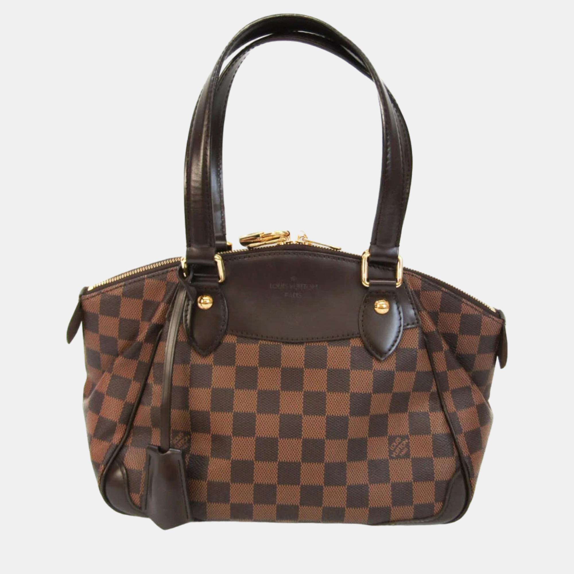 Pre-owned Louis Vuitton Brown Canvas Damier Ebene Small Verona Satchel Bag
