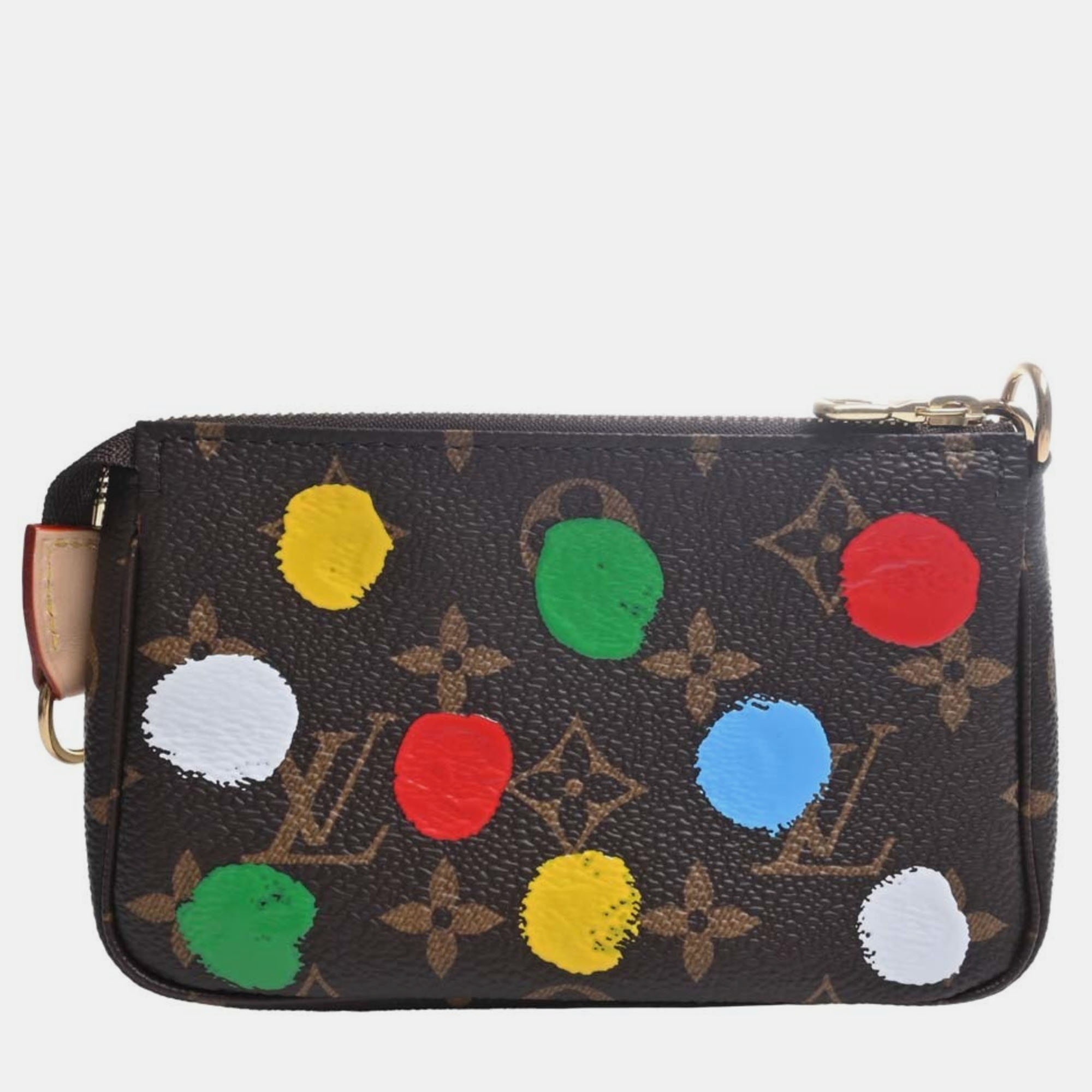 

Louis Vuitton Brown Monogram Polka Dot Canvas Pochette Accessoires Clutch Bag