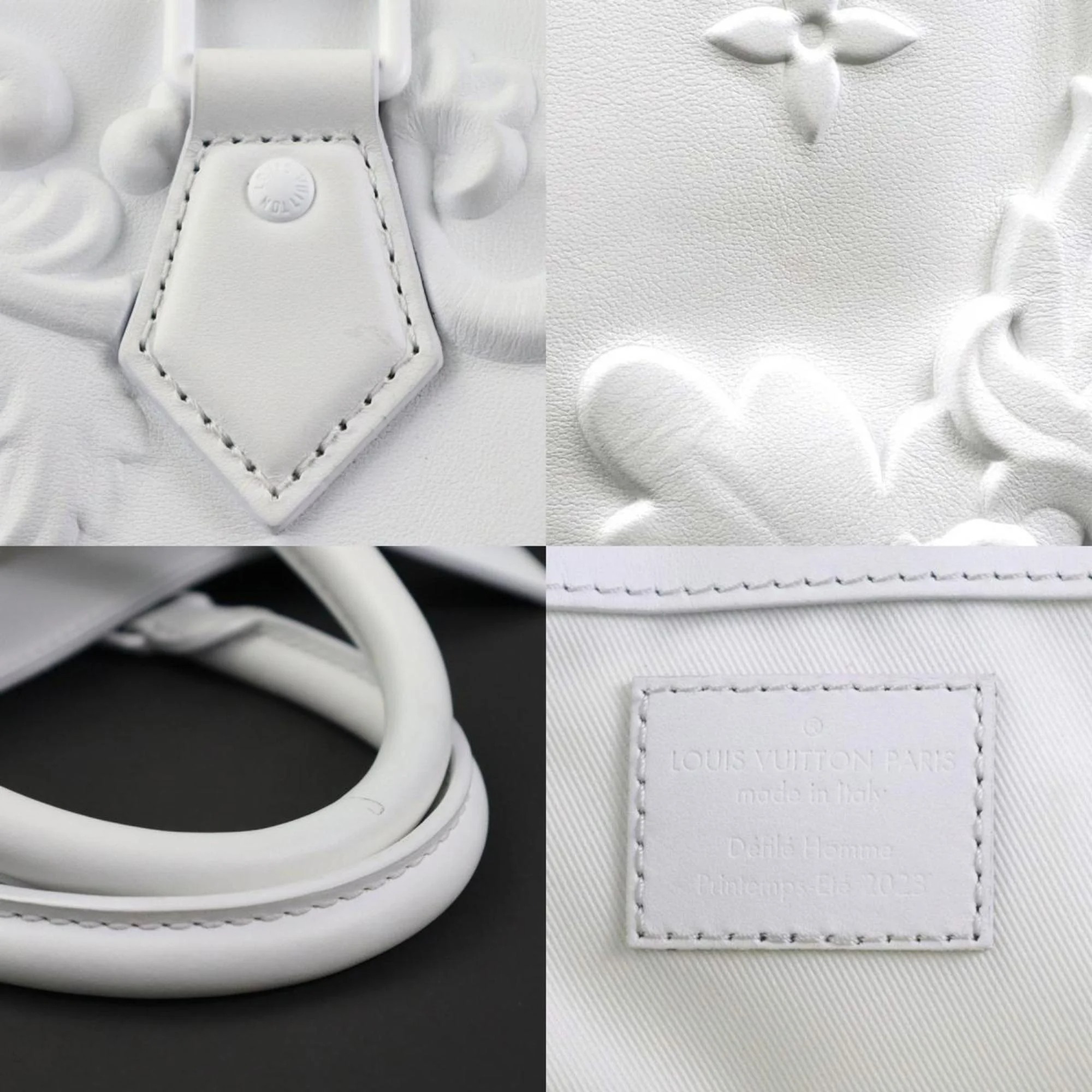 

Louis Vuitton White Monogram Leather Ornaments Sac Plat 24H Tote Bag