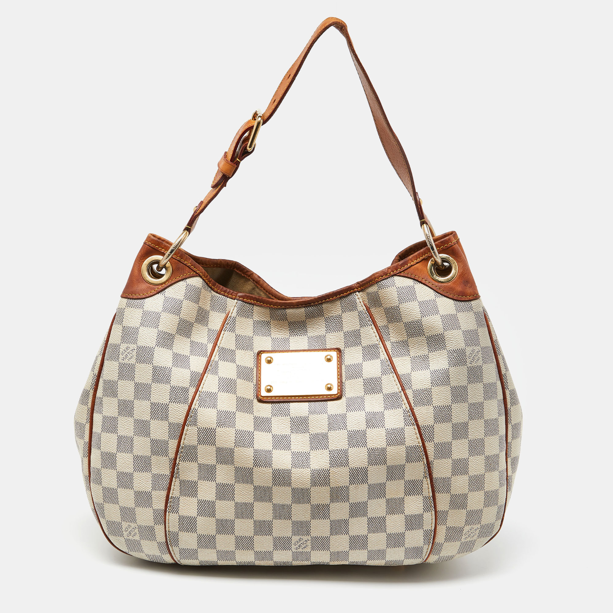 Pre-owned Louis Vuitton Damier Azur Canvas Galliera Pm Bag In White