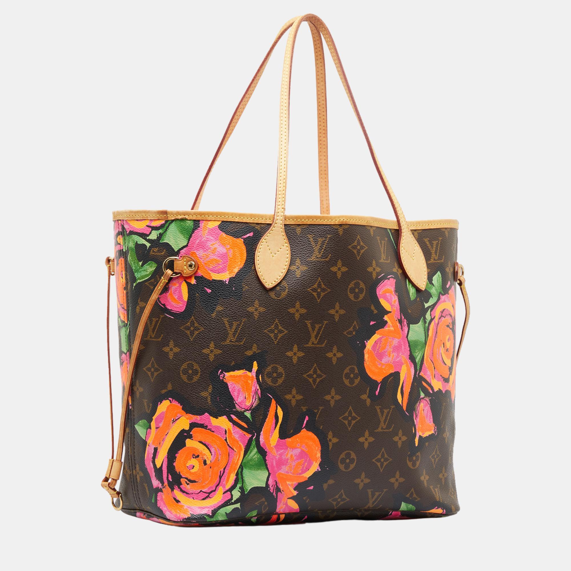 

Louis Vuitton Brown Monogram Roses Neverfull MM