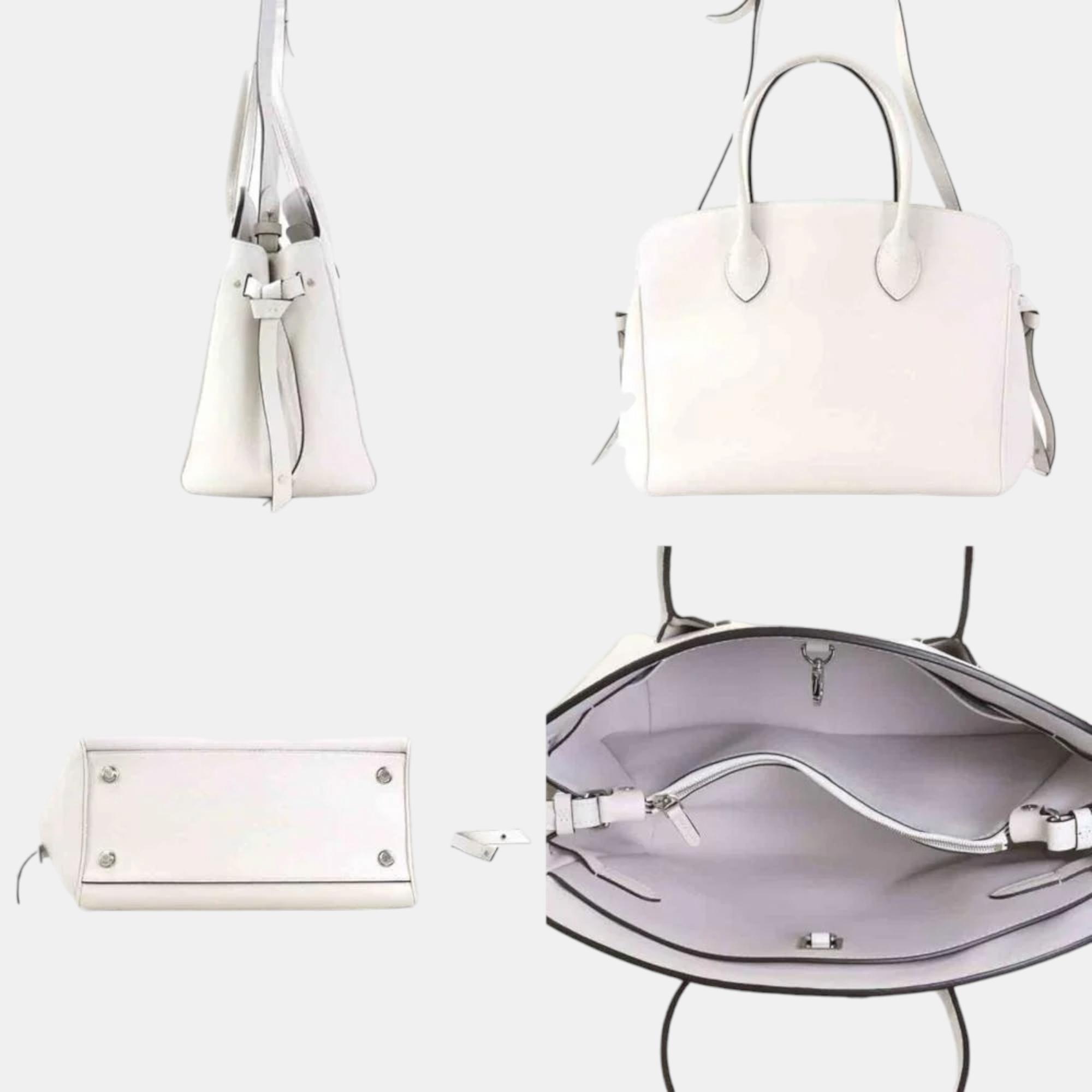 

Louis Vuitton Silver Leather Milla MM Satchel Bag
